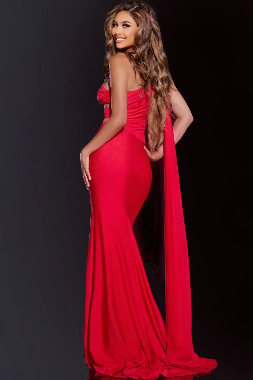 Jovani 40475 One-Shoulder Glamorous Gown with Side Cutouts