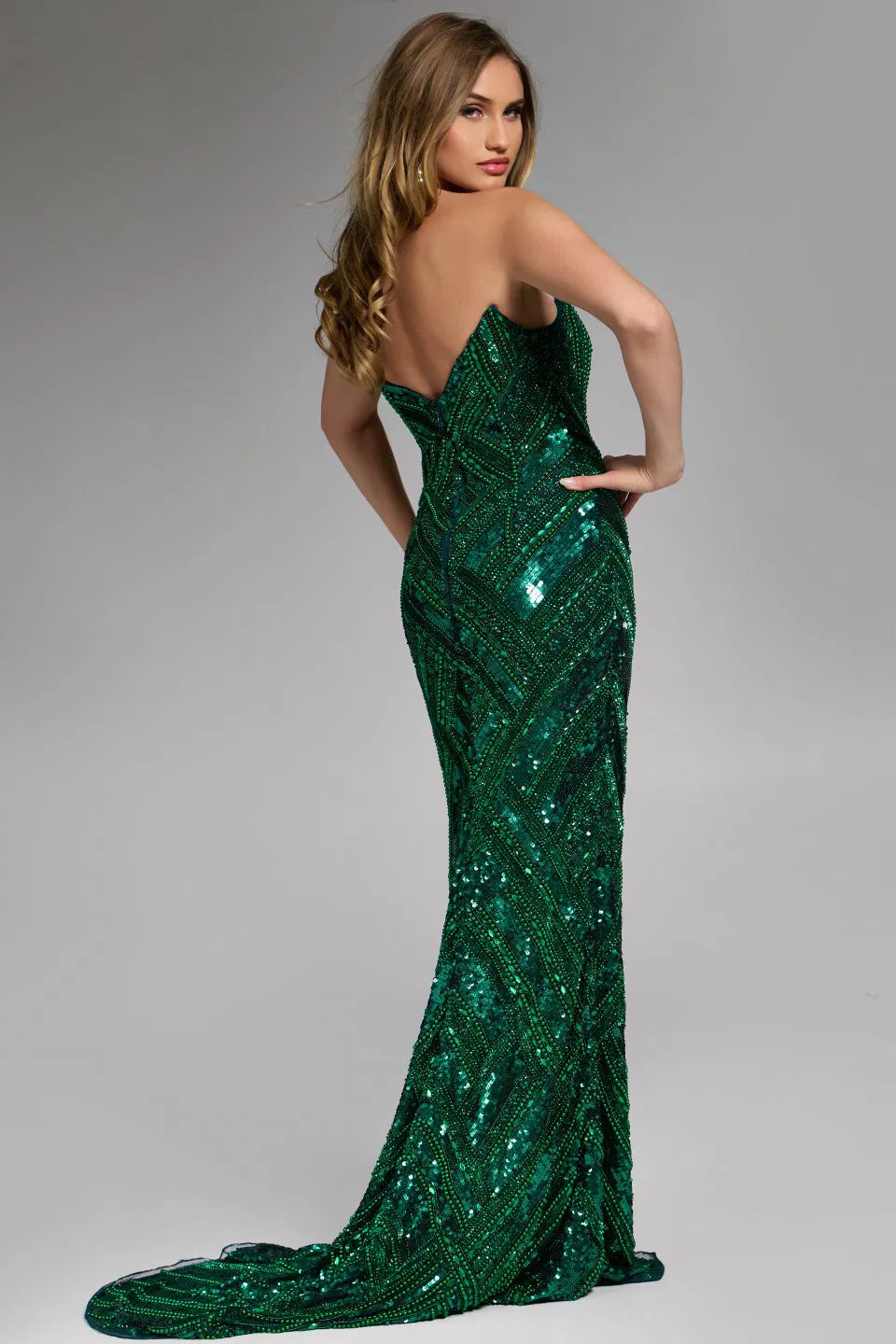 Jovani 42508 Sweetheart Sequin Gown with High Slit