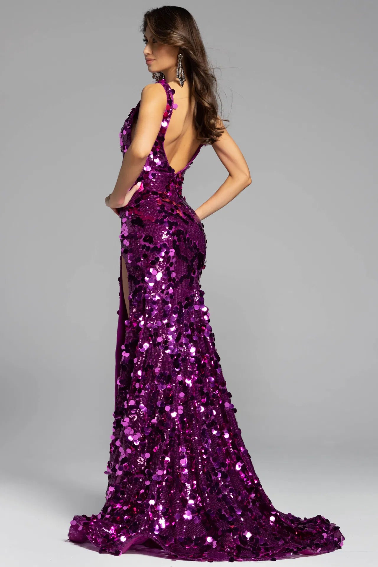 Jovani 43056 Sequin Gown with Plunging V Neck