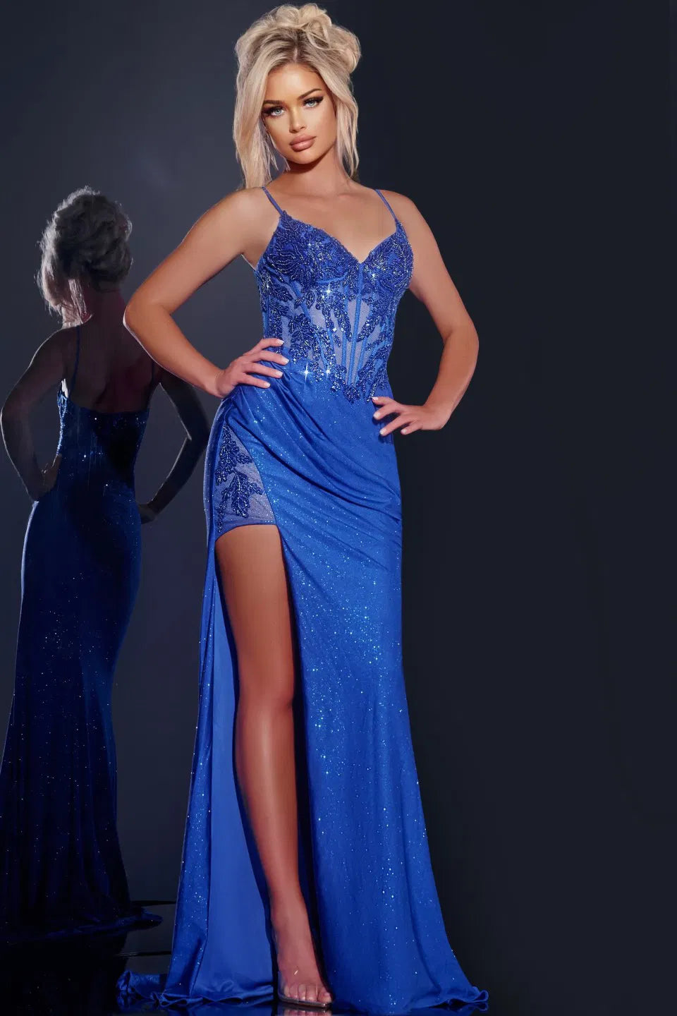 Jovani 43283 Embellished Sheath Gown with Illusion Bodice
