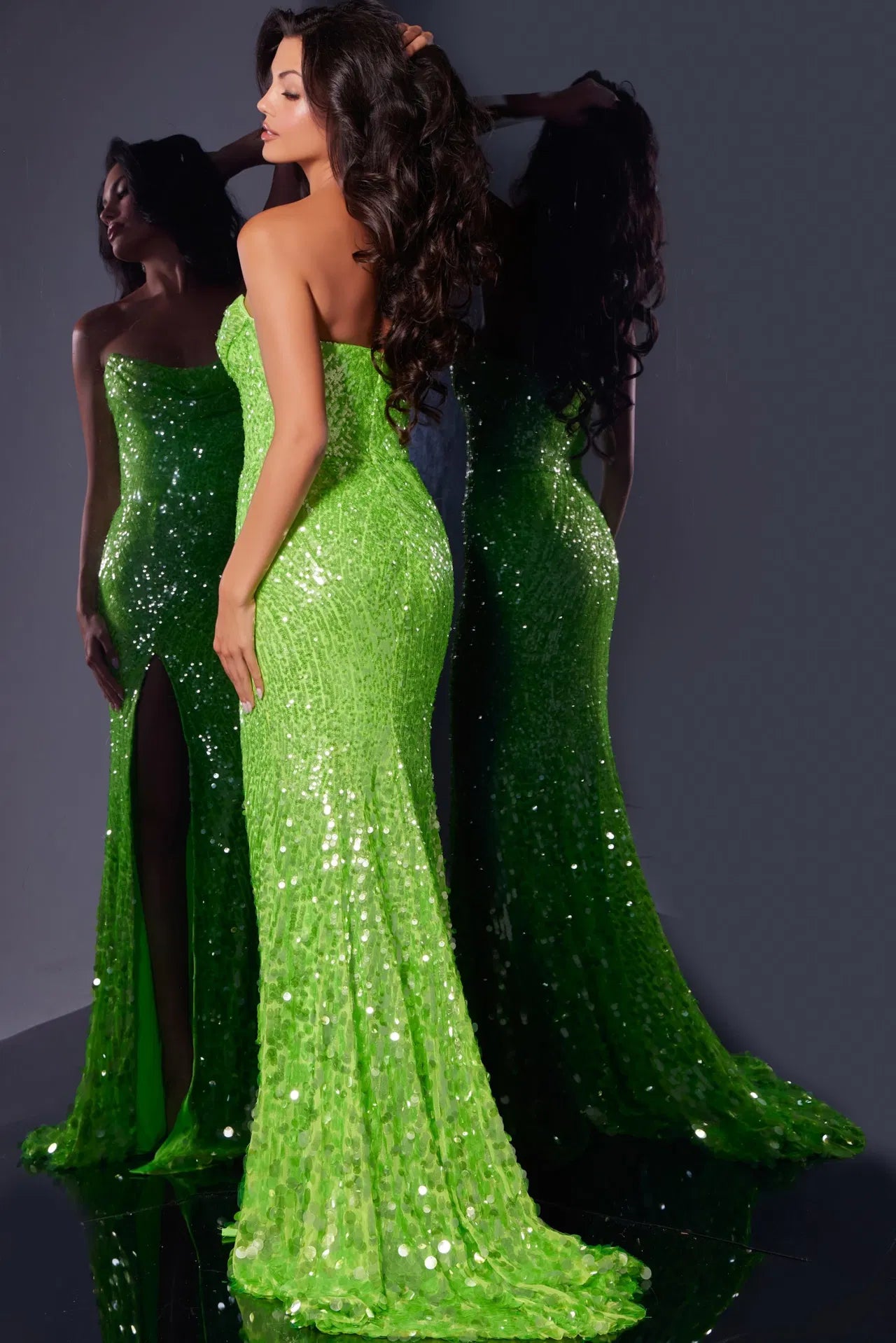 Jovani 43338 Sequin Strapless Gown with Side Slit