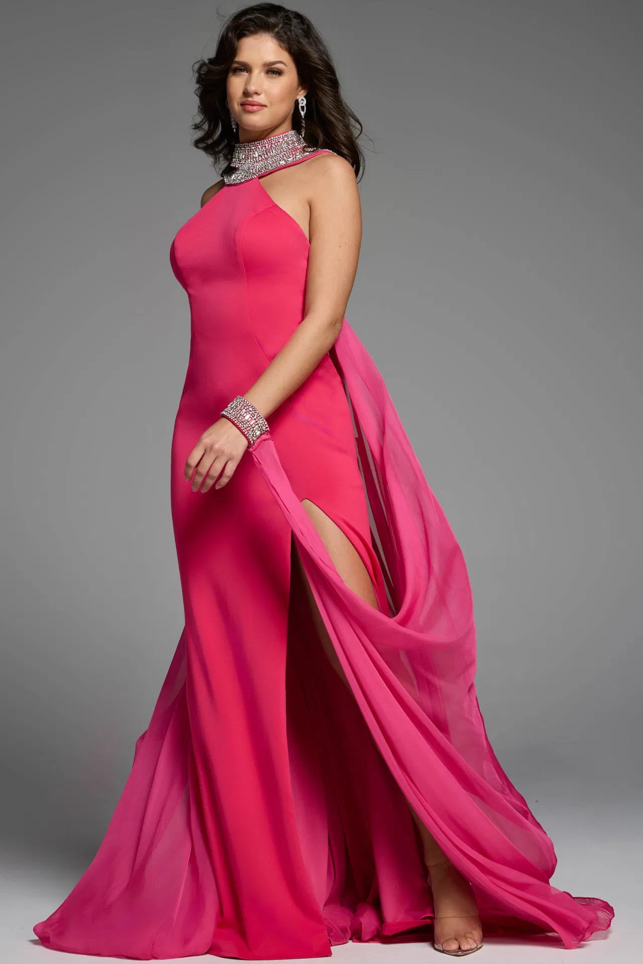 Jovani 43697 Halter Neck Gown with Jewel Embellishments