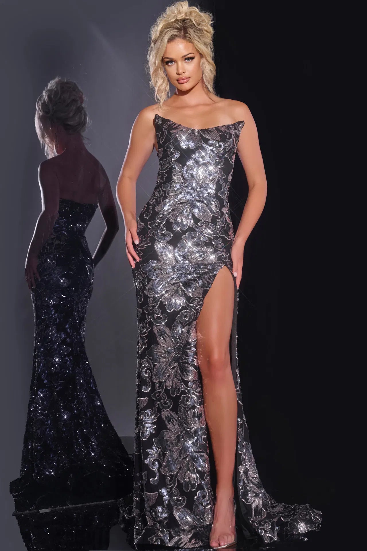 Jovani 44116 Sequin Floral Embellished Gown