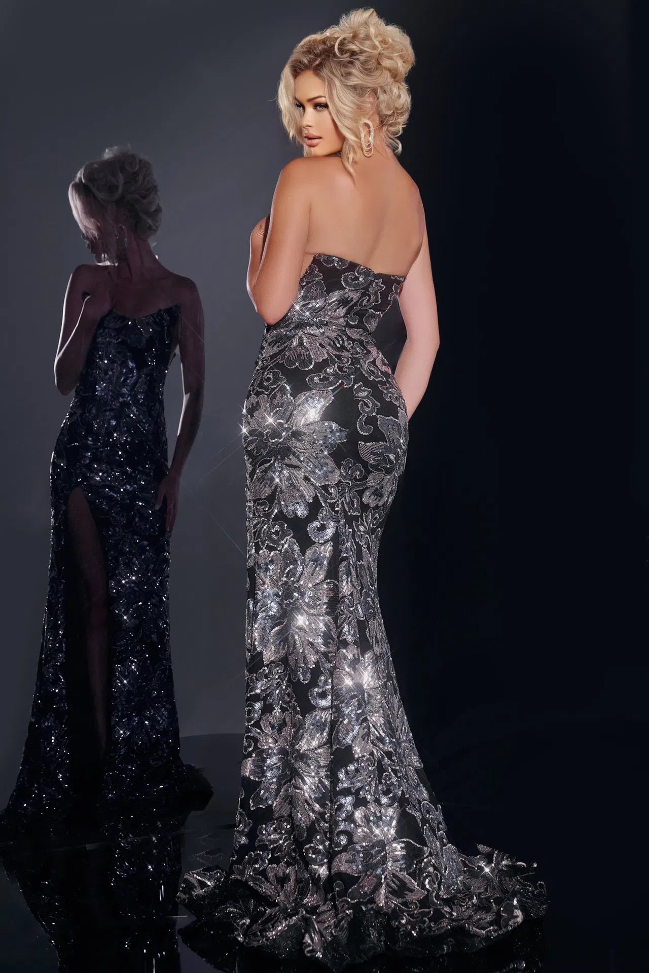 Jovani 44116 Sequin Floral Embellished Gown