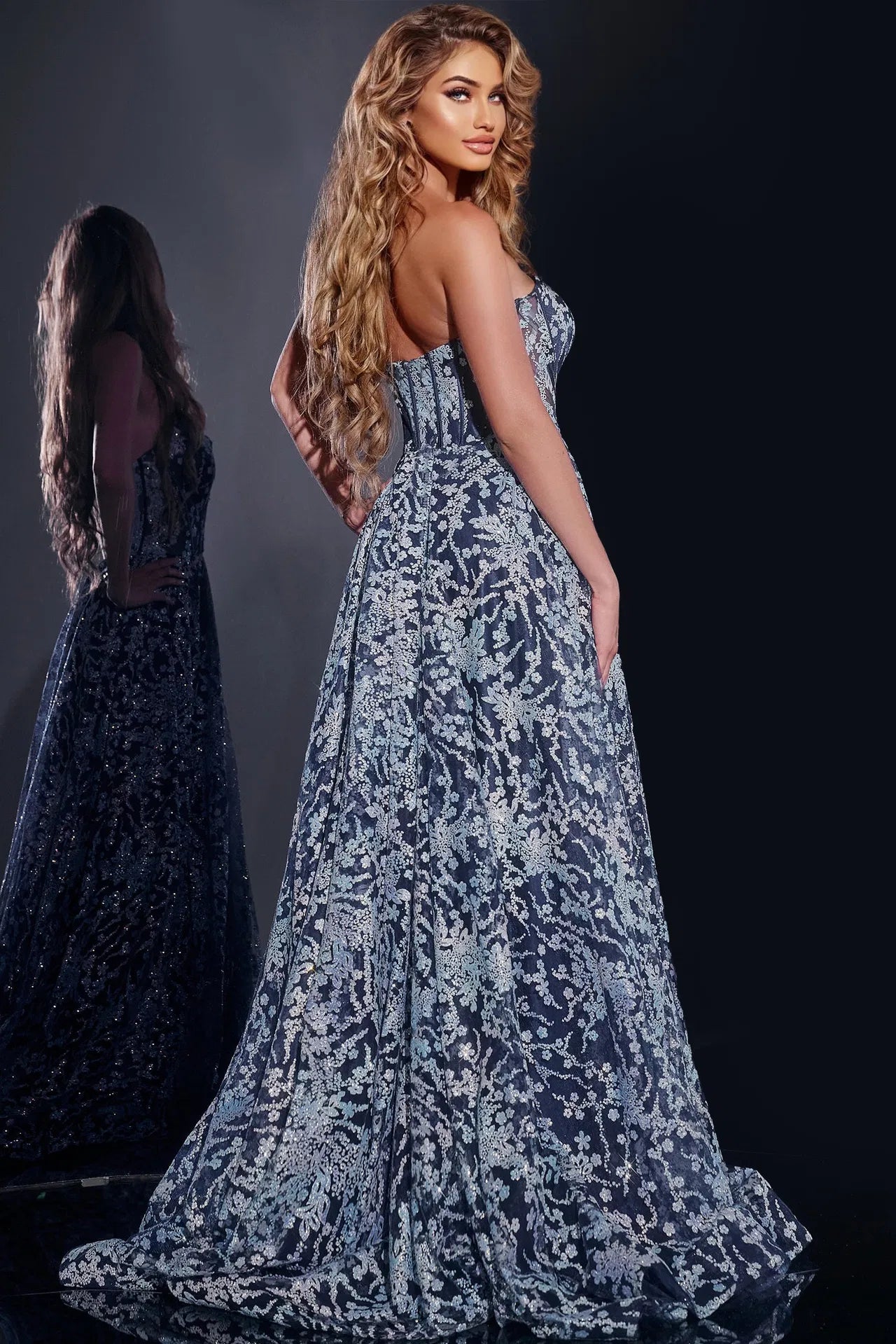 Jovani 44151 Strapless Floral Ball Gown