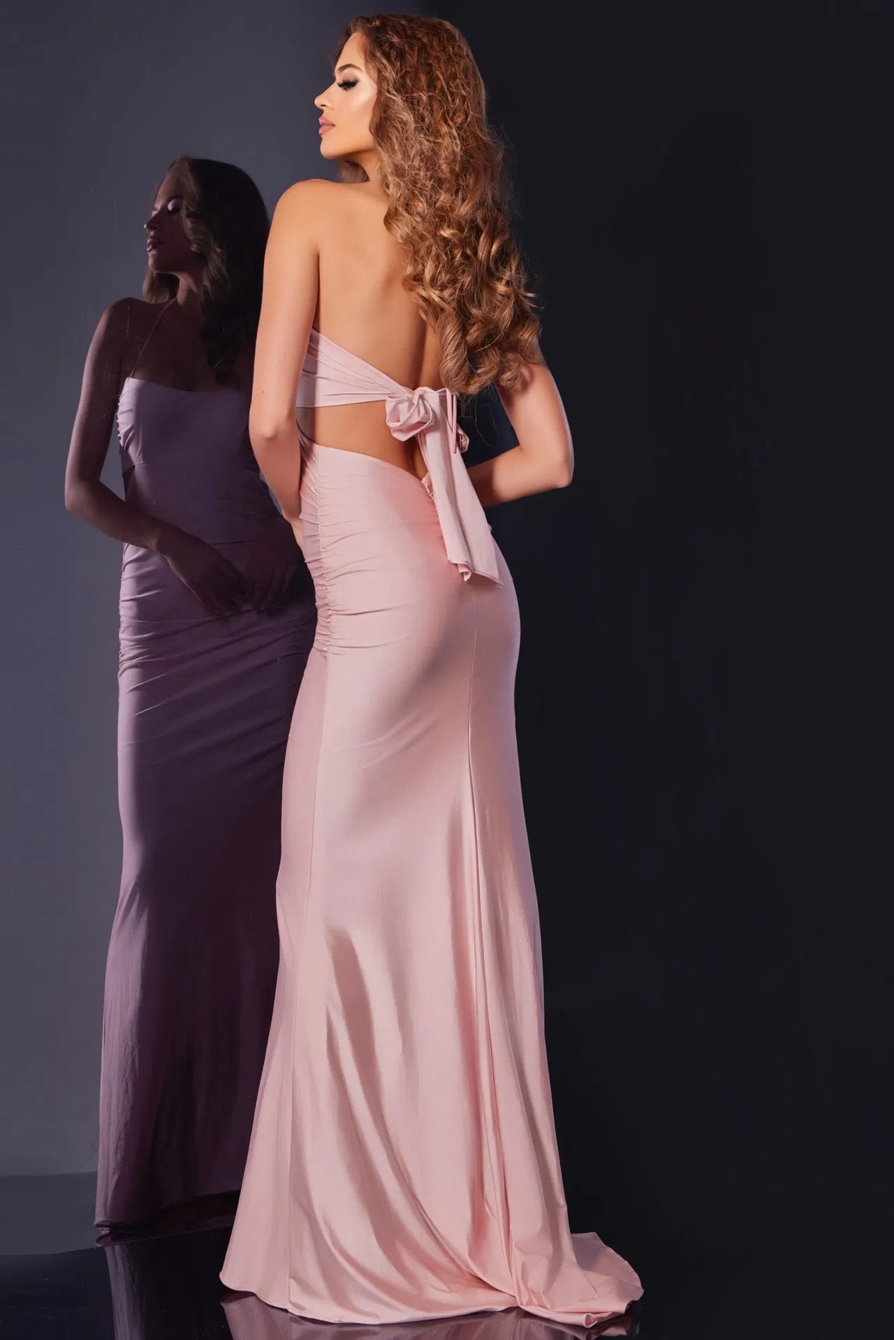 Jovani 44513 Sleek Open Back Gown with Bow Detail and Cutouts