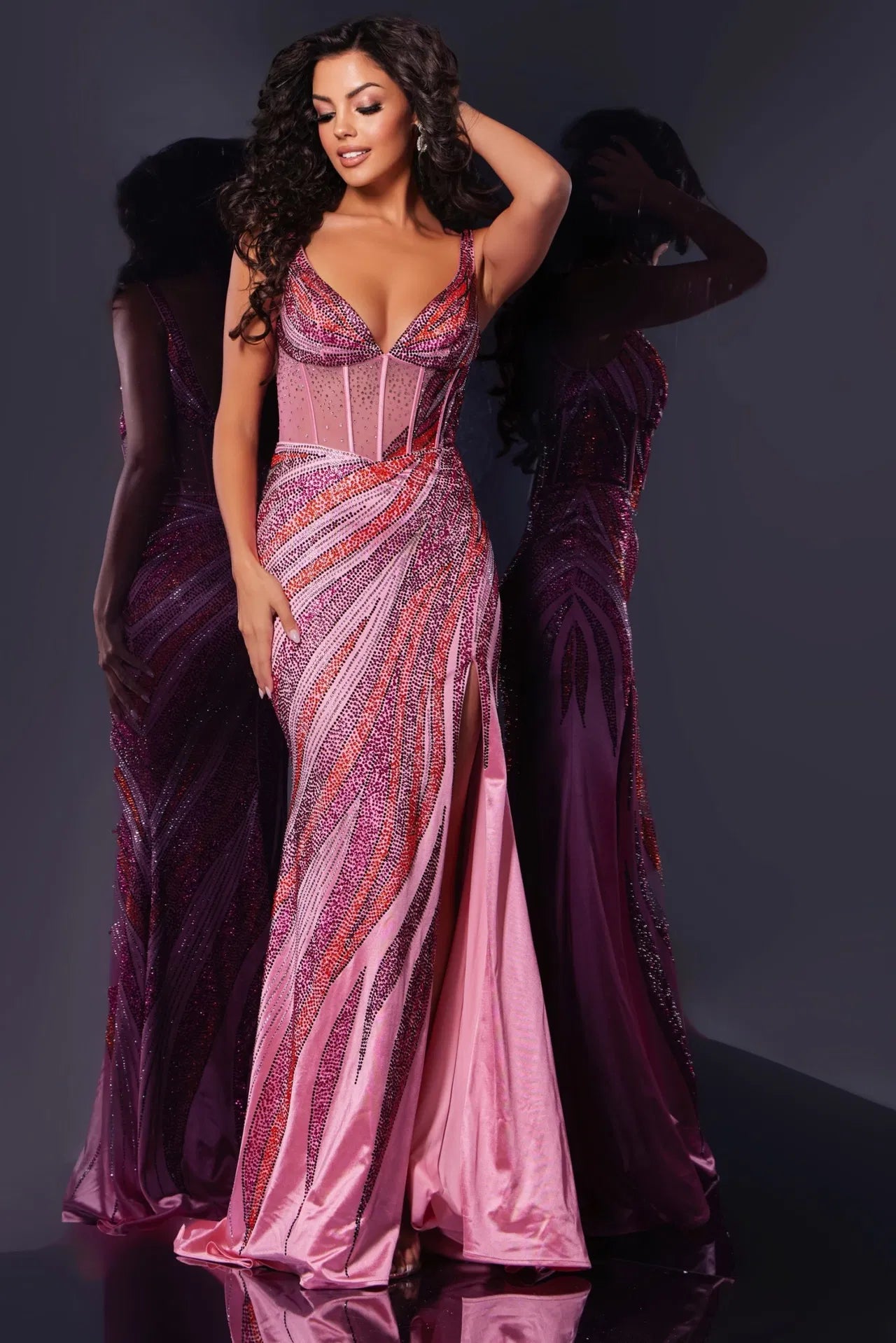 Jovani 44577 Intricate Beaded Halter Neck Gown