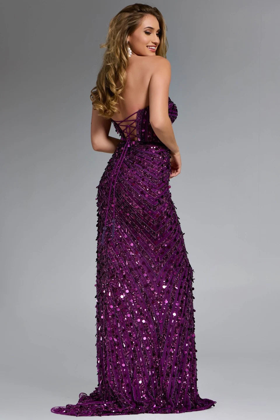 Jovani 46714 Strapless Gown with Sequin Embellishments