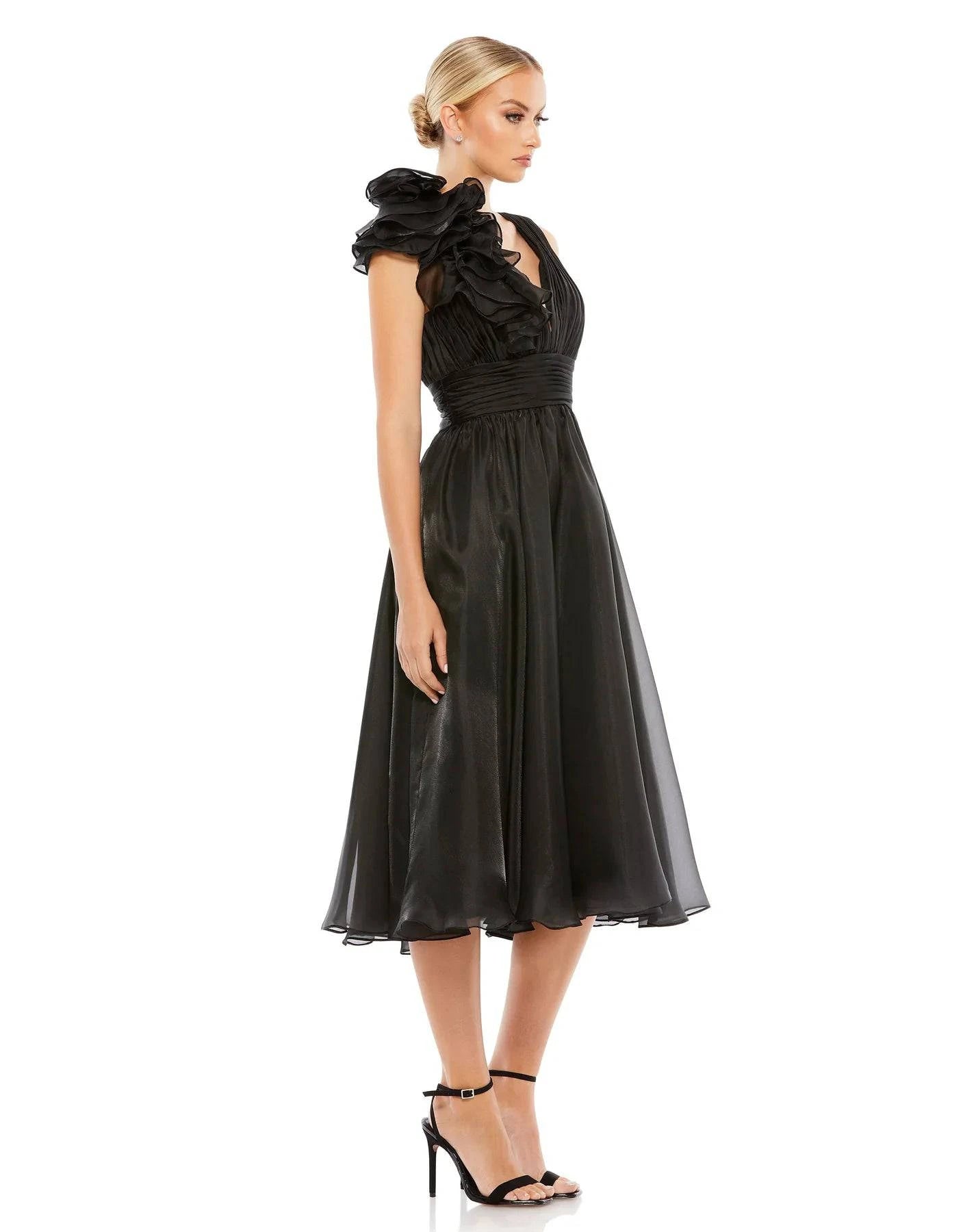 Mac Duggal 70165 Plunging Ruffled A-Line Cocktail Dress