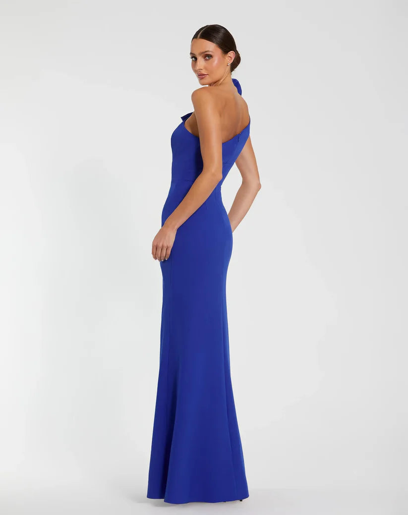 Mac Duggal 49862 Crepe One Shoulder Fitted Gown with Bow
