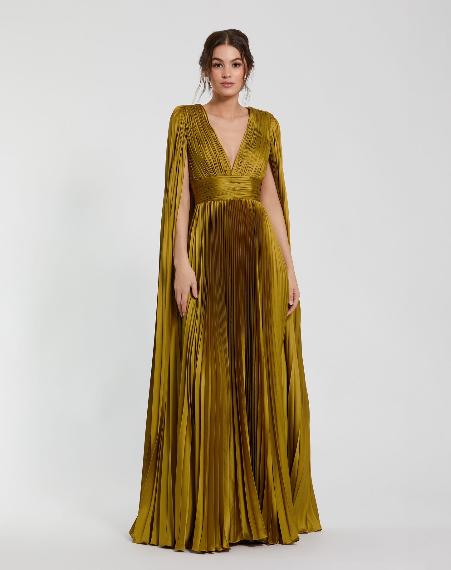 Mac Duggal 49872 Cape Sleeves Long Dress with V-Neckline