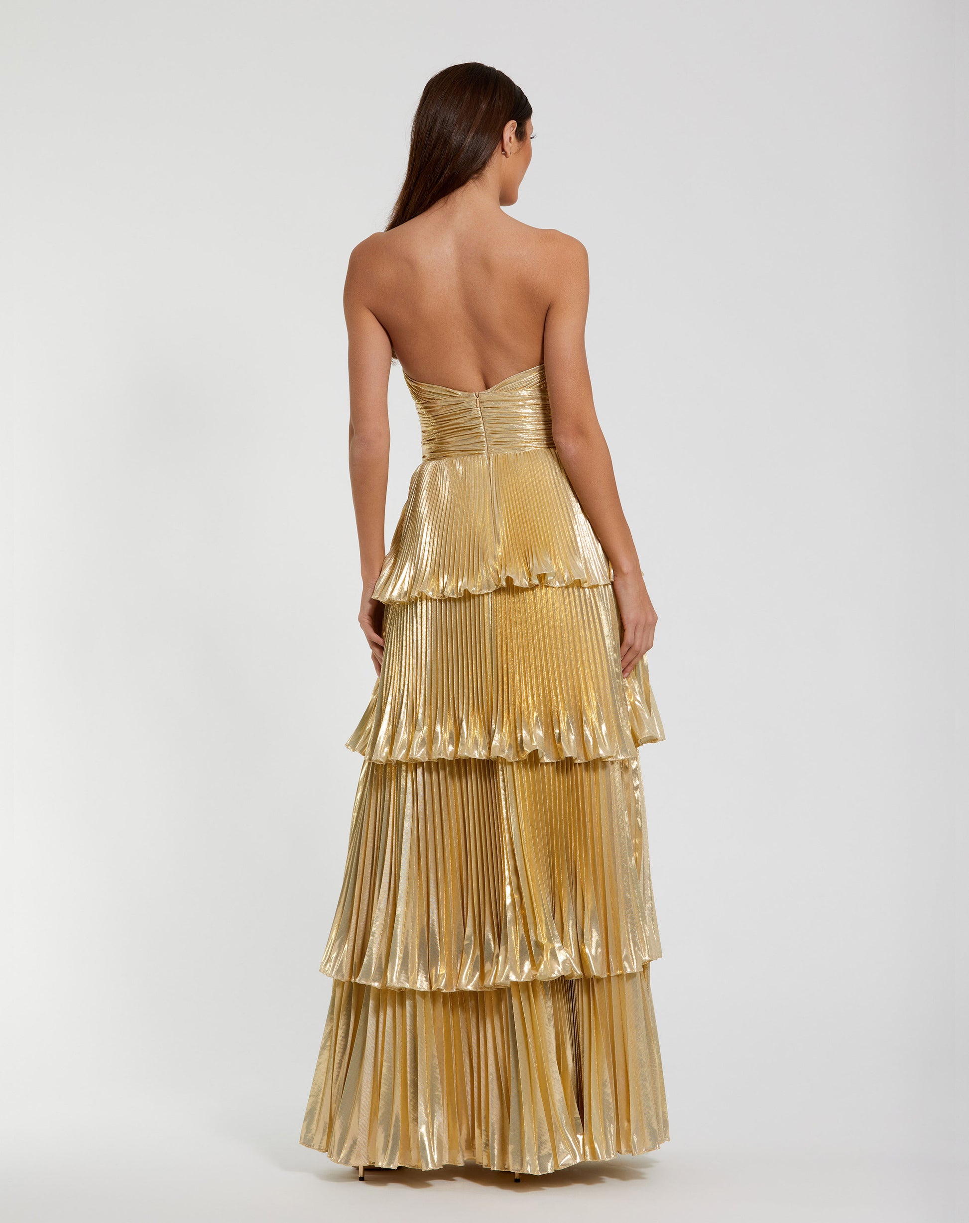 Mac Duggal Strapless Pleated Metallic Gown - Gold Mac Duggal Strapless Pleated Metallic Gown - Gold