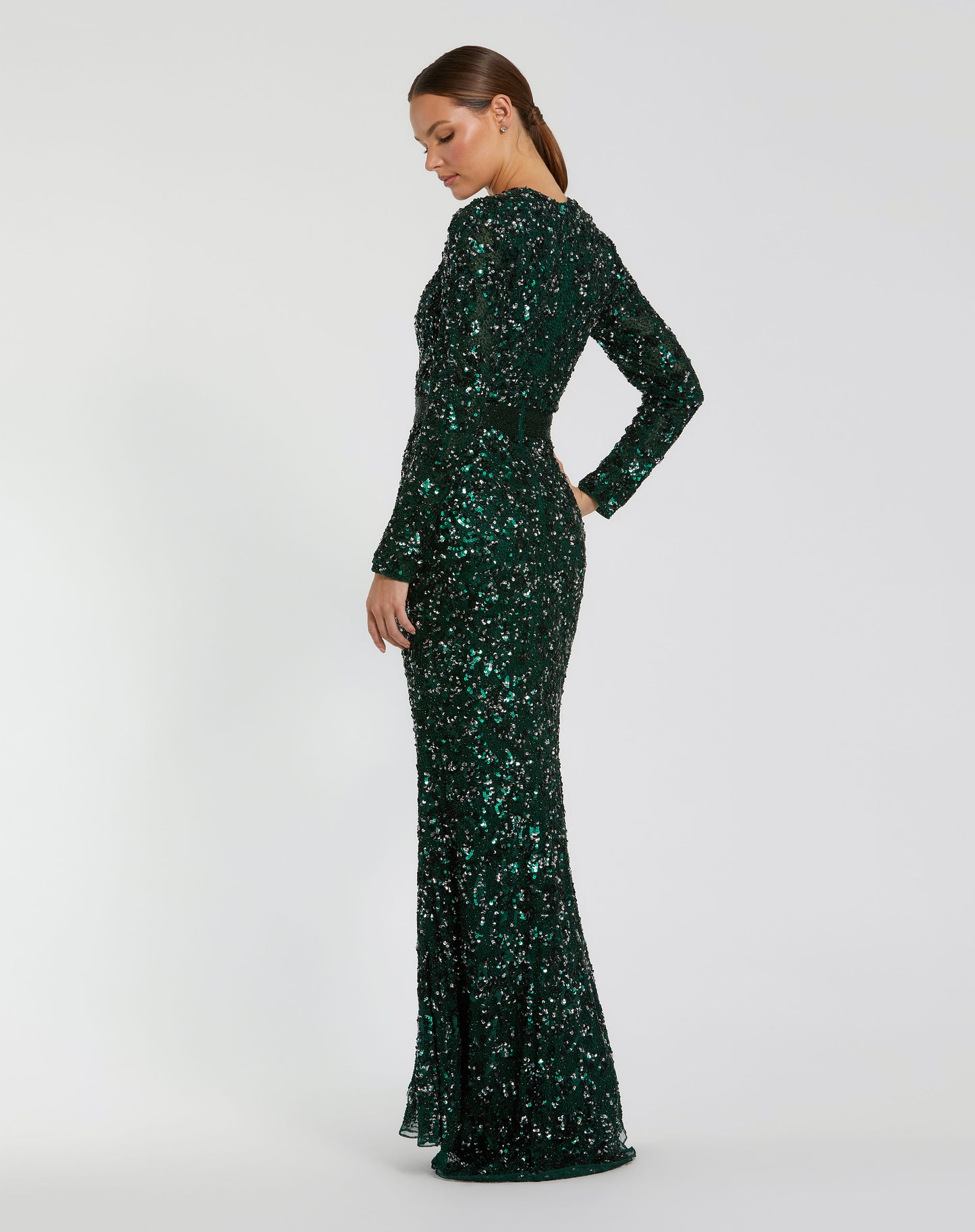 Mac Duggal 5453 Hand Embellished Long Sleeve Gown