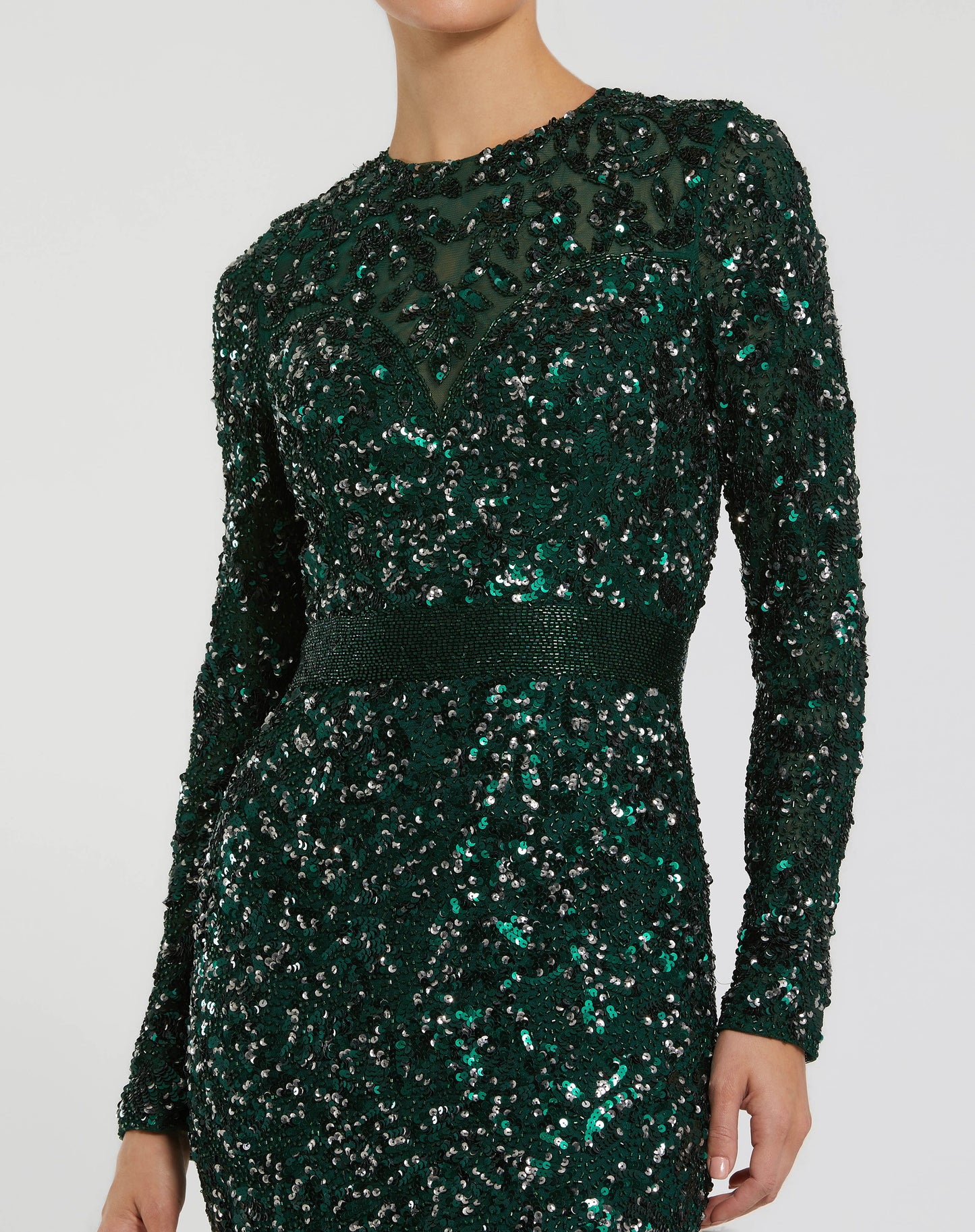 Mac Duggal 5453 Hand Embellished Long Sleeve Gown