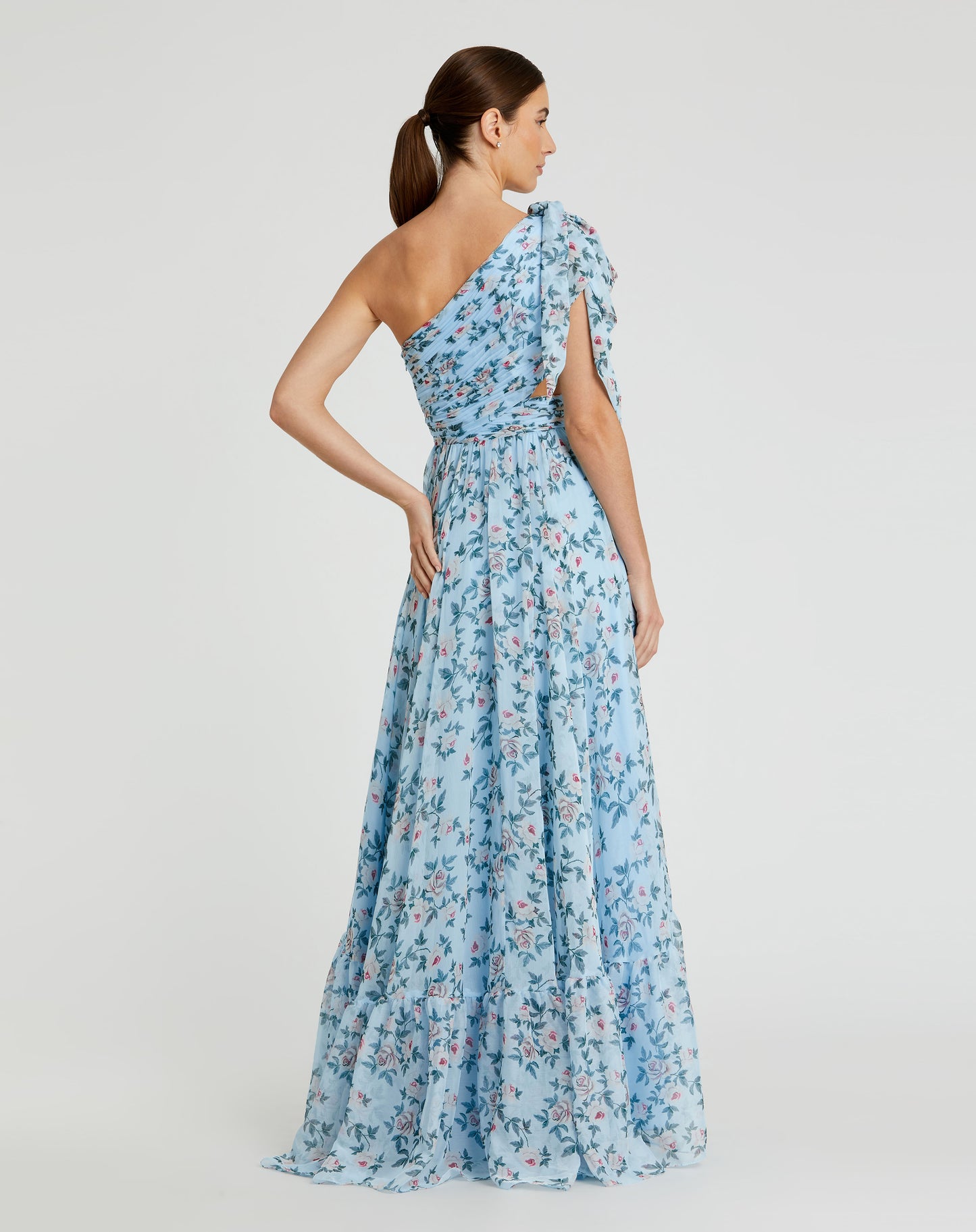 Mac Duggal 56051 Floral Chiffon One Shoulder Gown