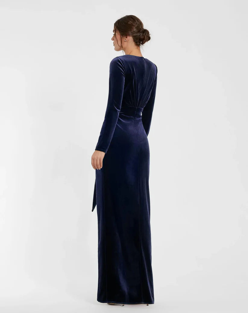 Mac Duggal 56143 Ruched Velvet Column Evening Gown