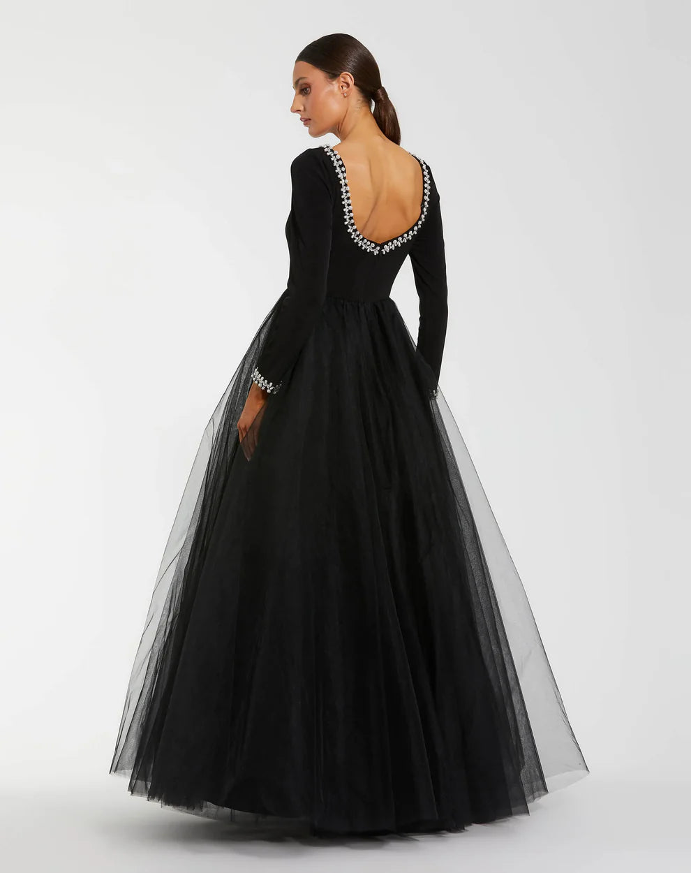 Mac Duggal 56186 Long Sleeve Tulle Ball Gown