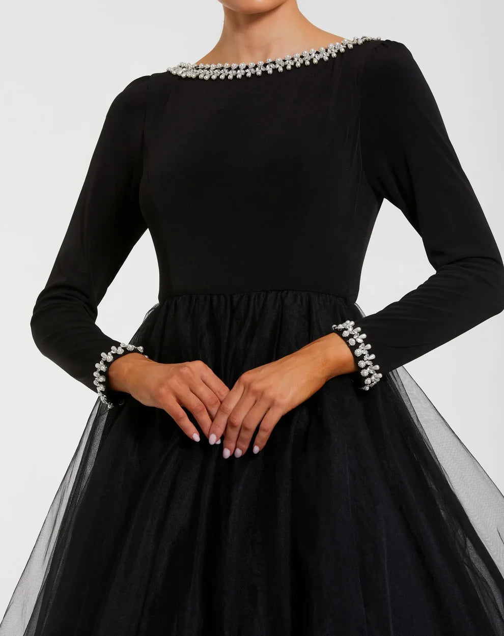 Mac Duggal 56186 Long Sleeve Tulle Ball Gown