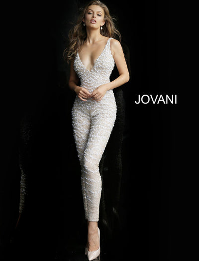 Jovani 60010 Embellished Bridal Jumpsuit with Overskirt