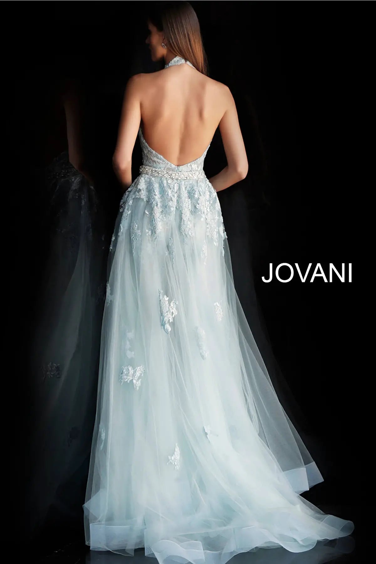 Jovani 60124 Lace Halter Neck Prom Jumpsuit