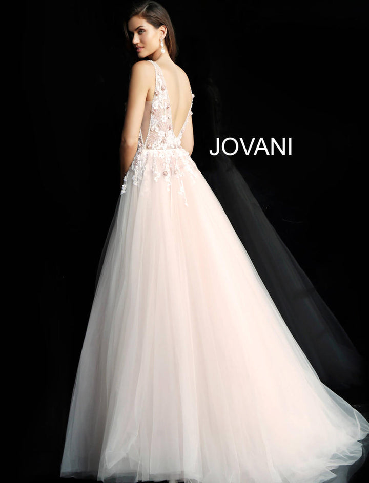 Jovani 61109 Floral Embellished V Neck Jovani Ballgown