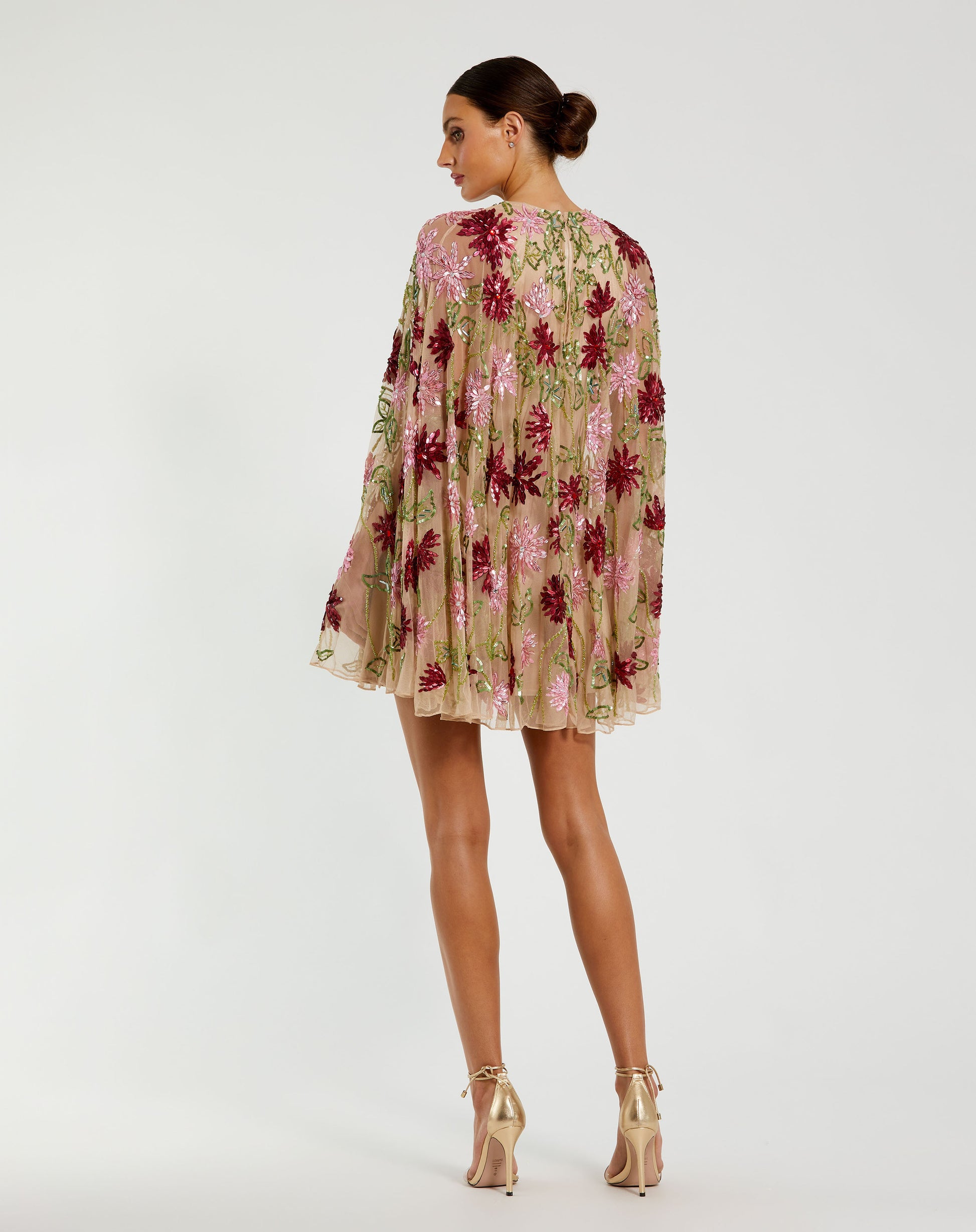 Mac Duggal 6123 Floral Beaded Mesh Shawl Mini Dress B Chic Fashions Mac Duggal 6123 Floral Beaded Mesh Shawl Mini Dress B Chic Fashions