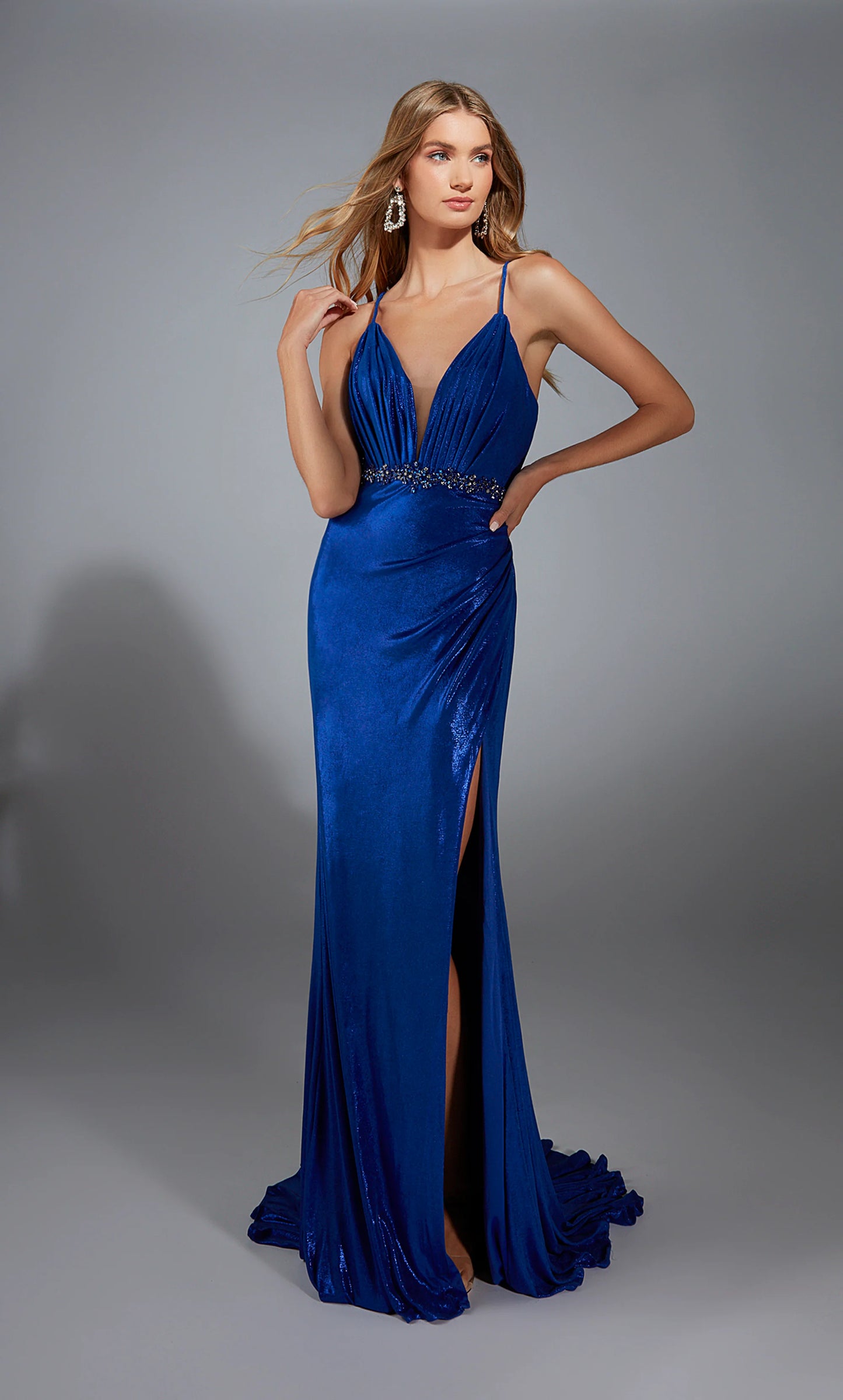 Alyce 61785 Long Plunging Ruched/draped Straight Dress