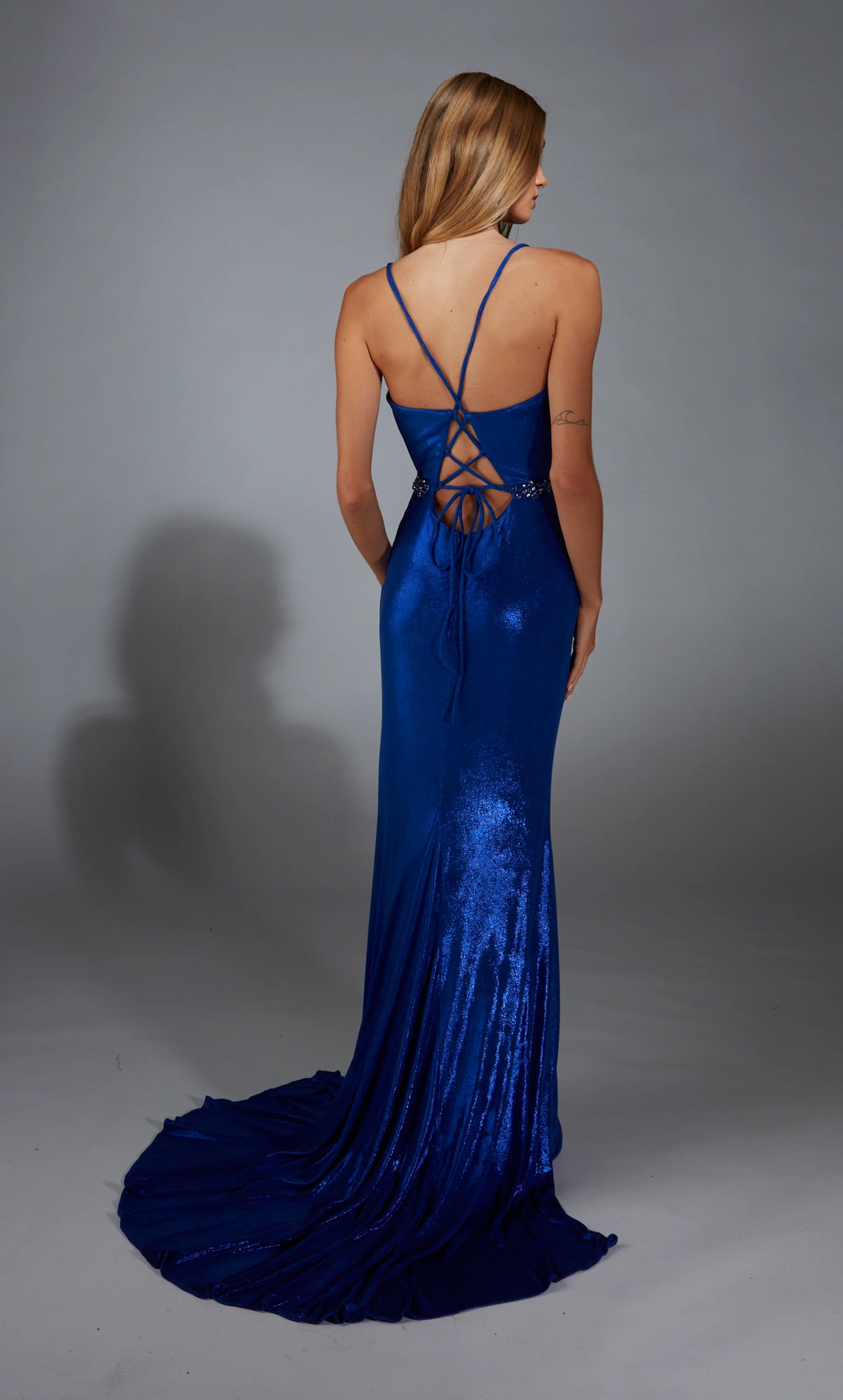 Alyce 61785 Long Plunging Ruched/draped Straight Dress