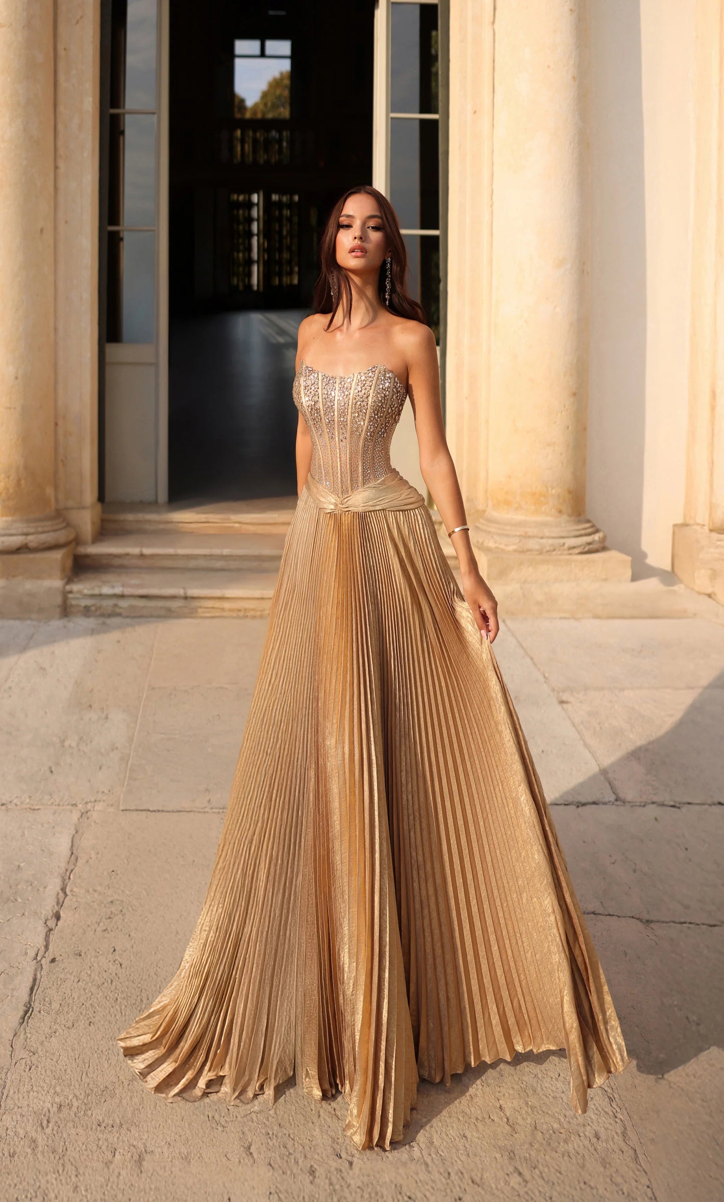 Alyce 61789 Strapless Pleated a Line Dress