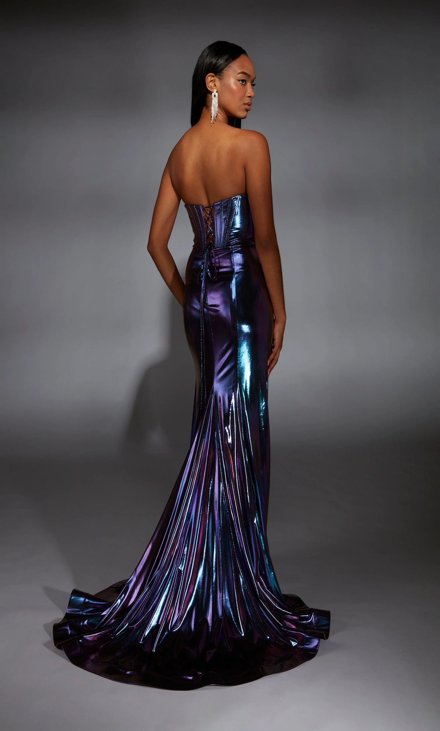 Alyce 61798 Long V-neck Corset Fit N Flare Dress