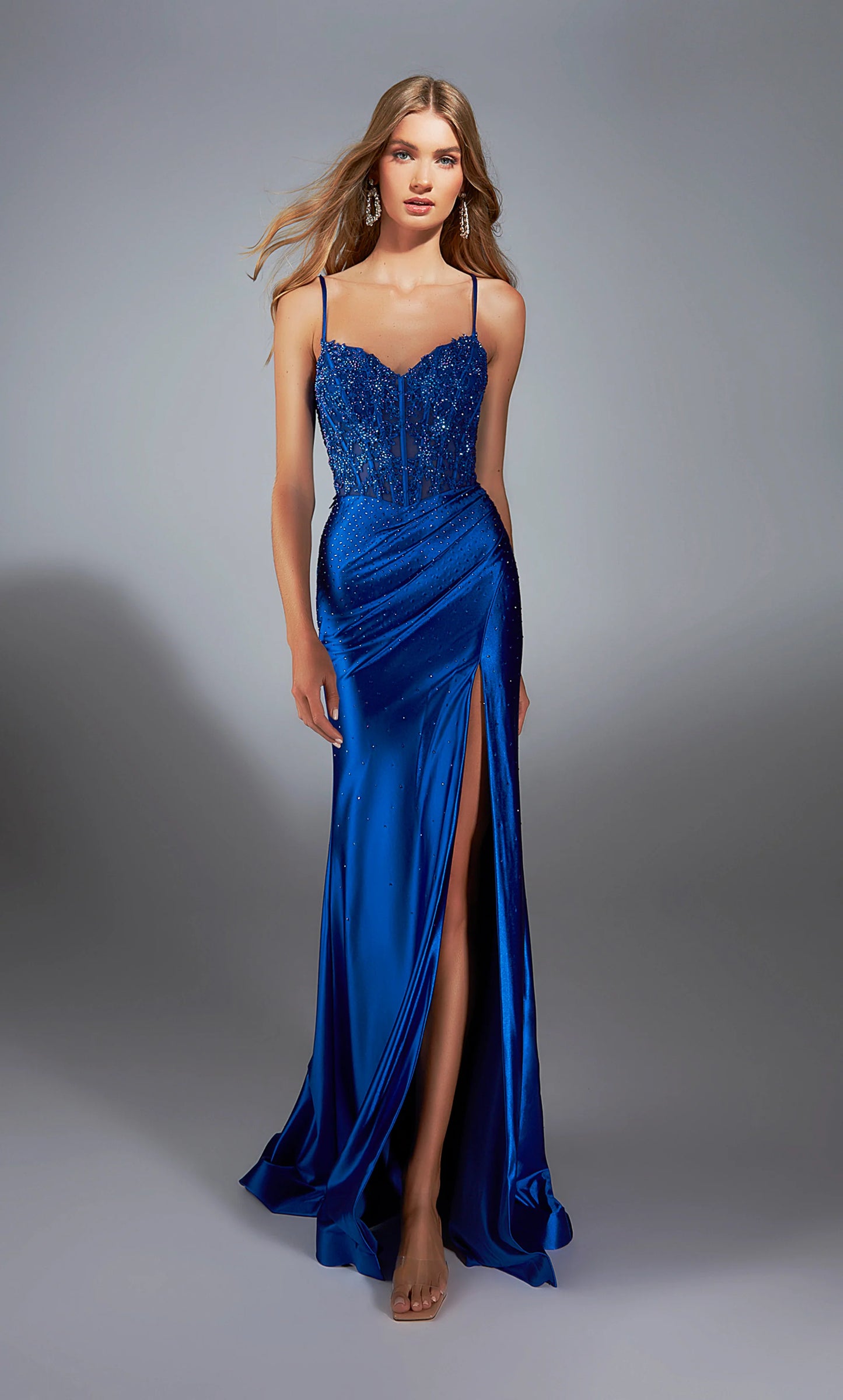 Alyce 61827 Long Sweetheart Illusion Fit N Flare Dress