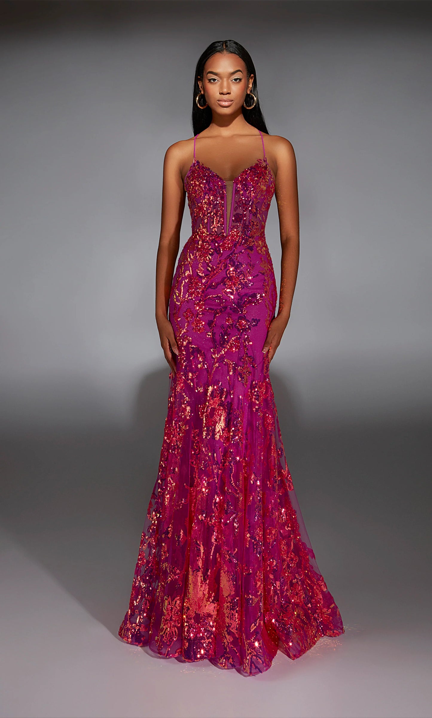 Alyce 61854 Long Plunging Train Mermaid Dress