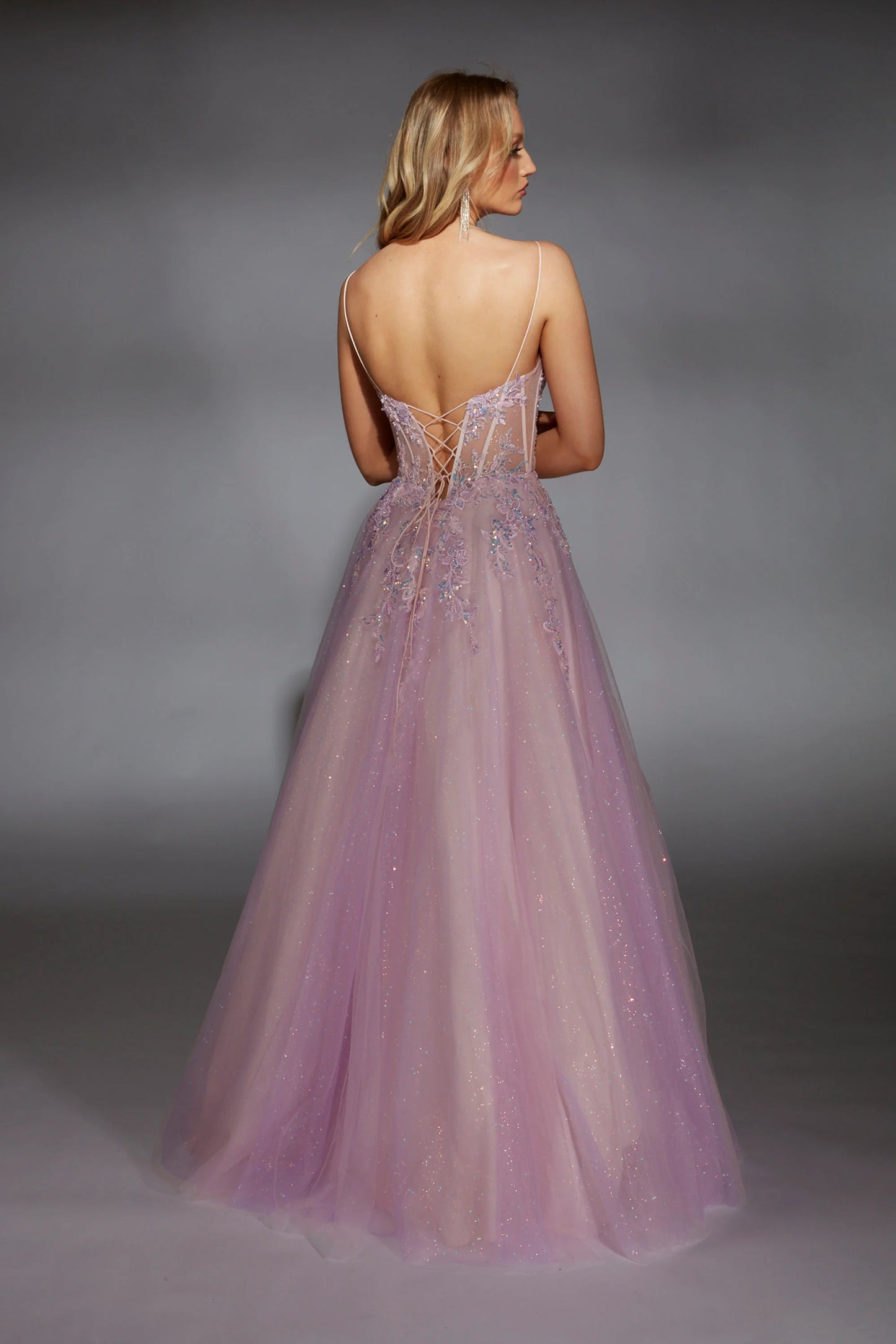 Alyce 61865 Long Plunging Illusion Medium Fullness Dress