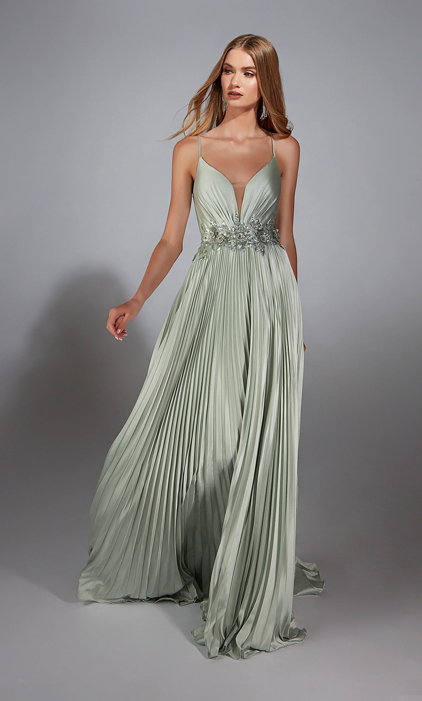 Alyce 61923 Long Plunging Embellished A Line Dress