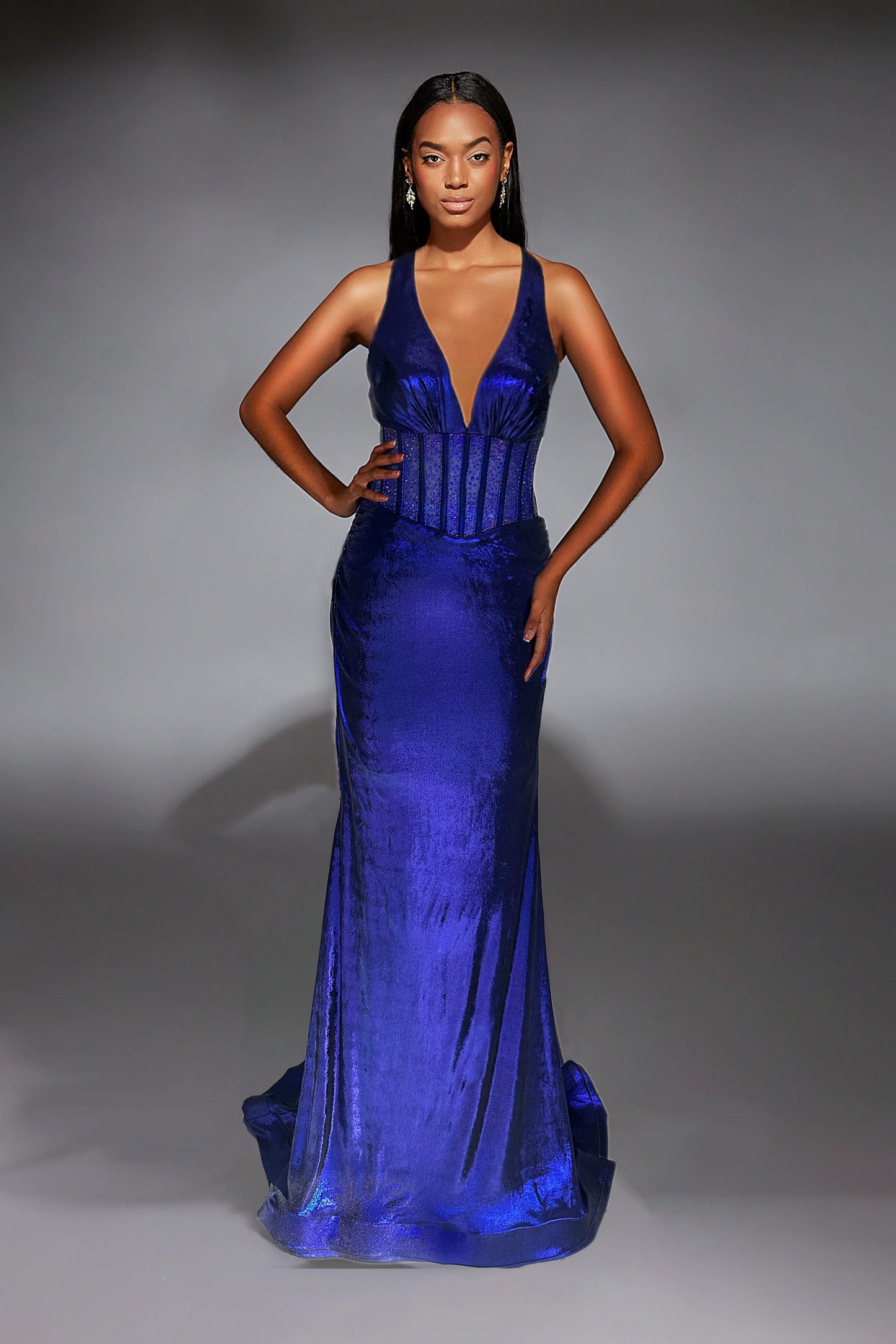 Alyce 61949 Long Halter Corset Straight Dress