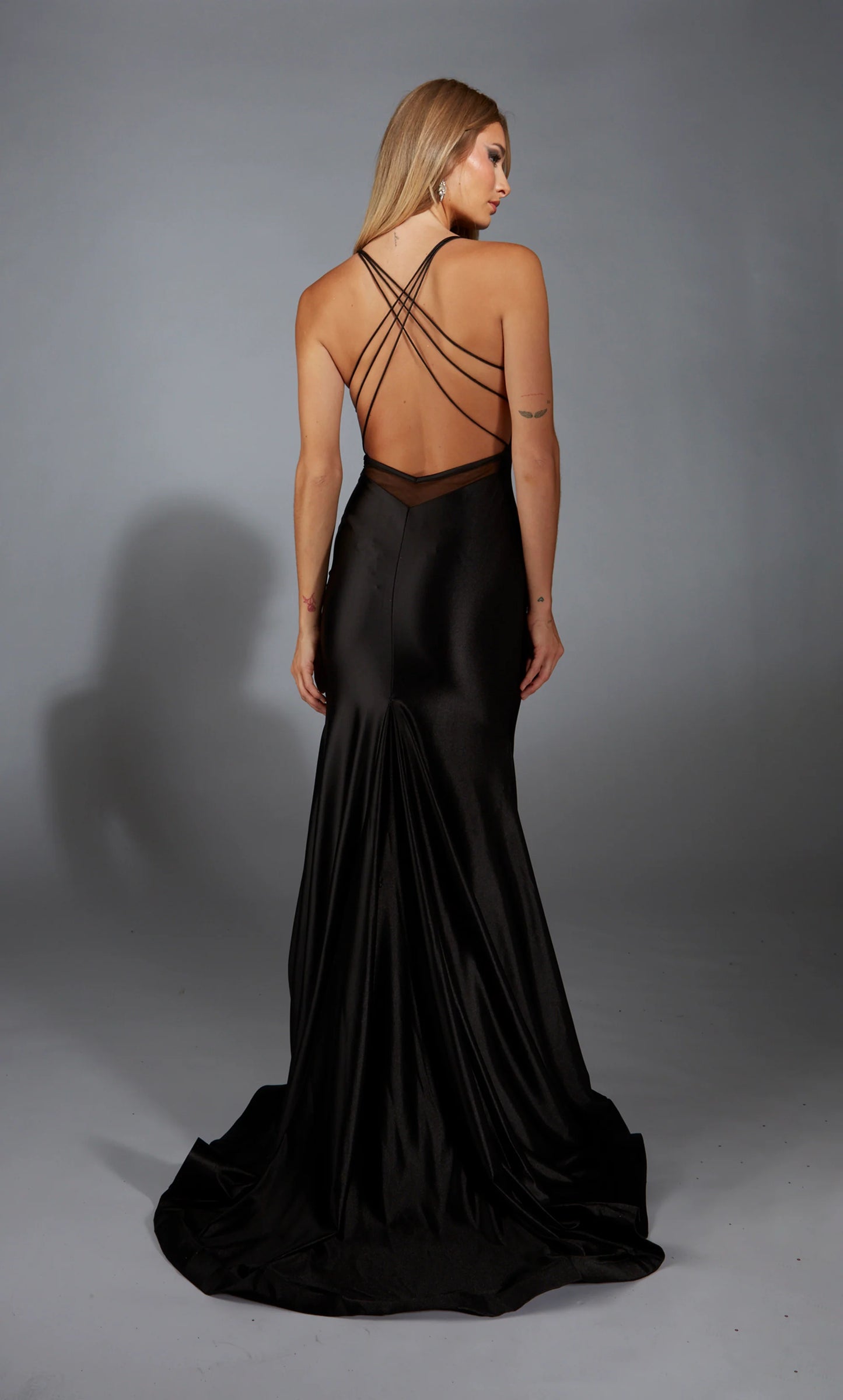 Alyce 61966 Long V-neck Train Fit N Flare Dress
