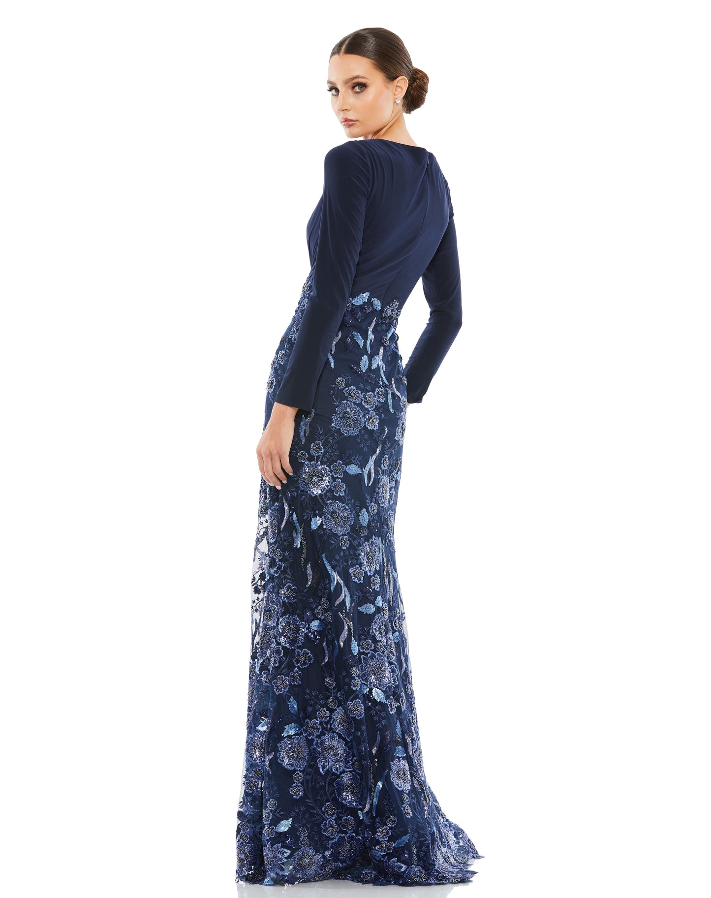 Mac Duggal 67871 Embellished Long Sleeve Wrap Over Trumpet Gown