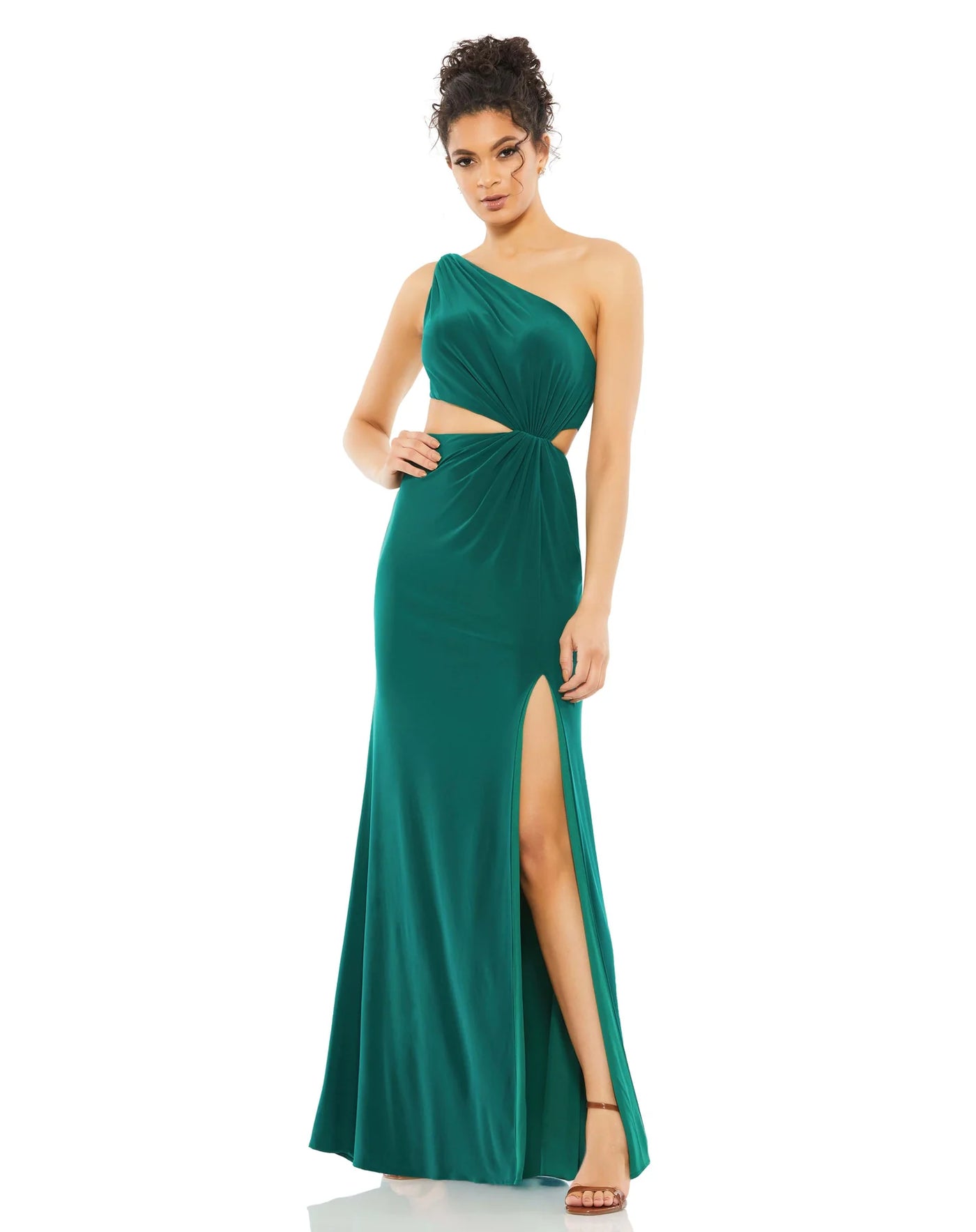 Mac Duggal 70244 One Shoulder Ruched Cut Out Jersey Gown B Chic Fashions Long Dress Evening Gowns