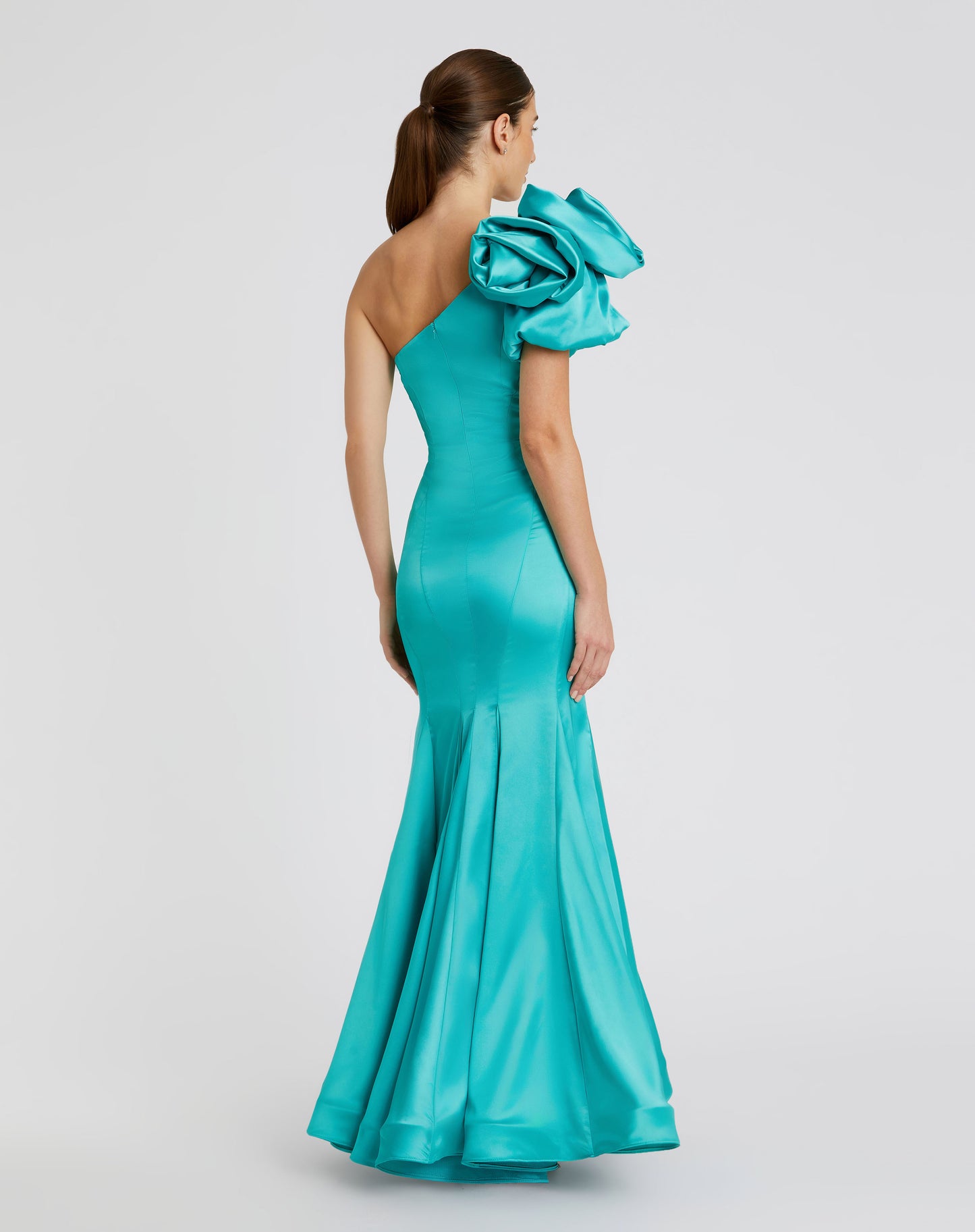 Mac Duggal 68703 One Shoulder Bustier Satin Mermaid Gown