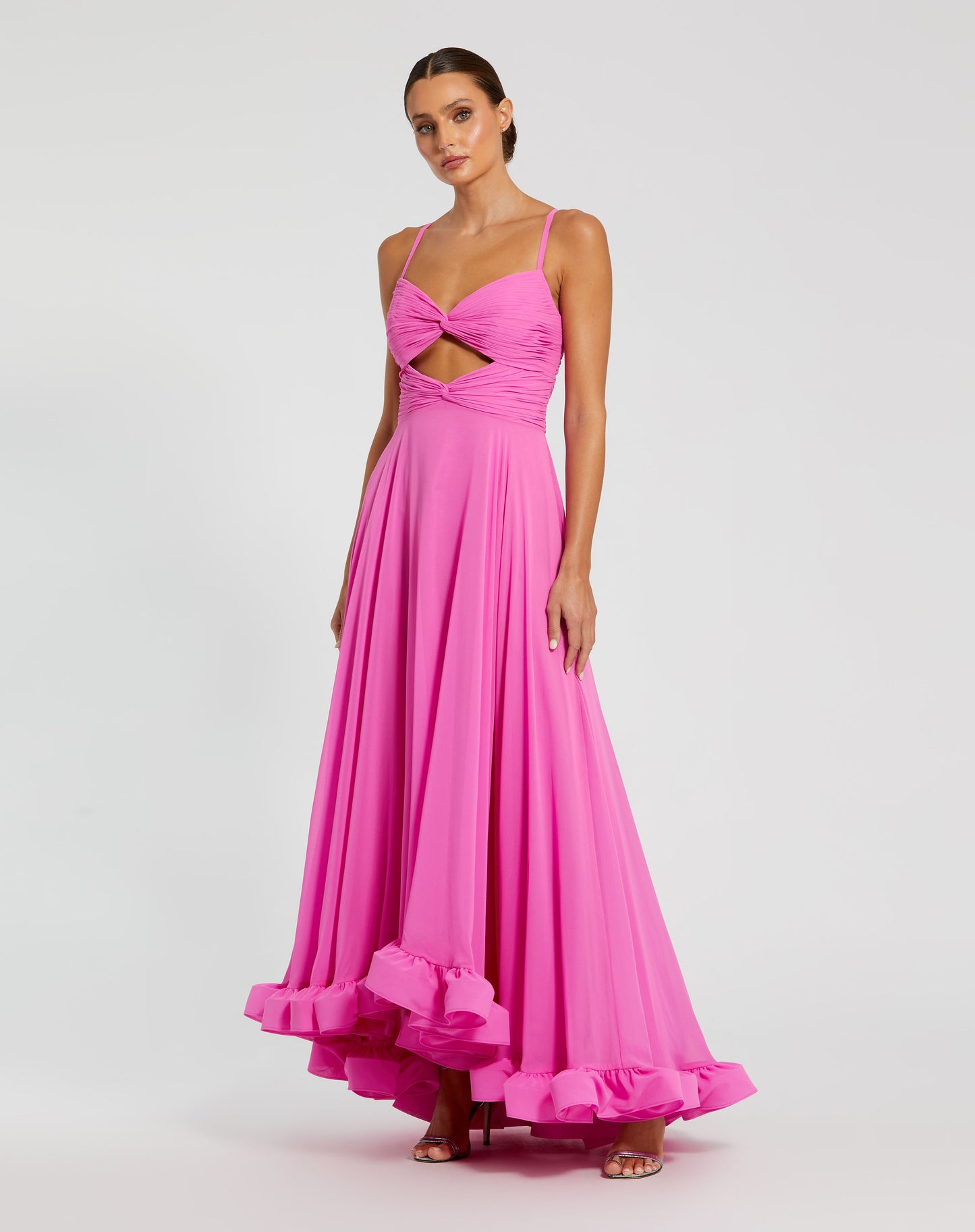 Mac Duggal 68705 Spaghetti Strap Chiffon Sweetheart High Low Gown