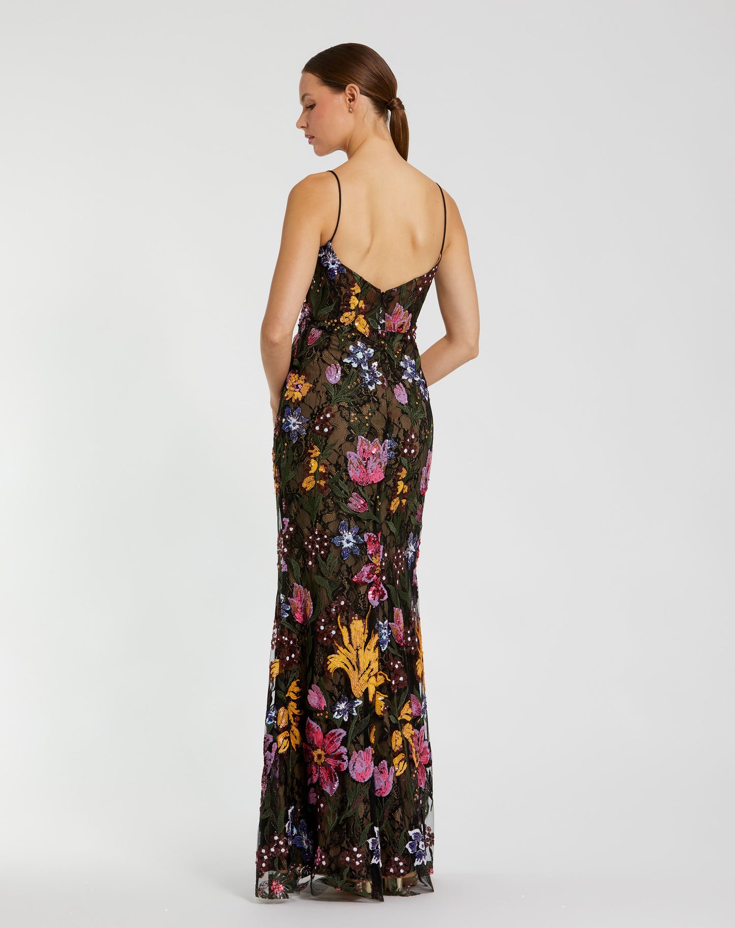 Mac Duggal 68885 Spaghetti Strap Floral Embroidered Gown