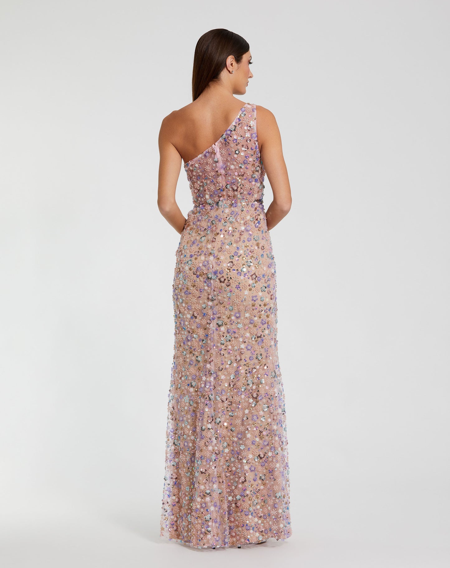 Mac Duggal 68889 Floral Embellished One Shoulder Gown