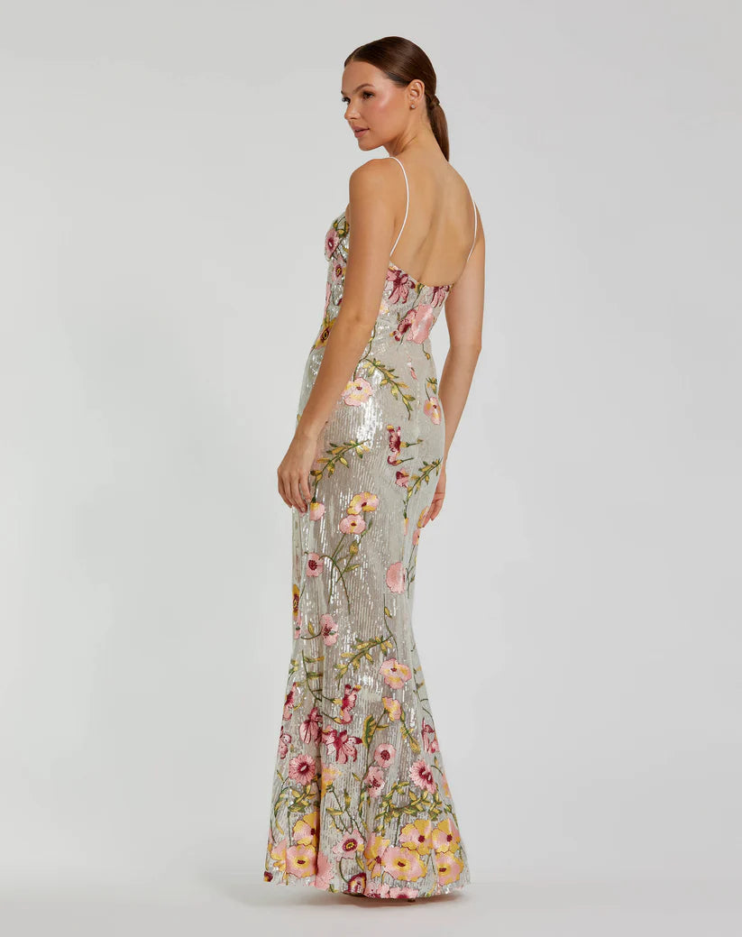 Mac Duggal 68896 Sleeveless Bustier Floral Applique Gown