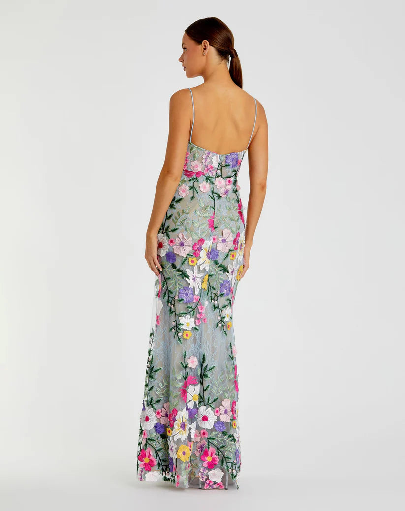 Mac Duggal 68897 Floral Embroidered Sleeveless Bustier Gown