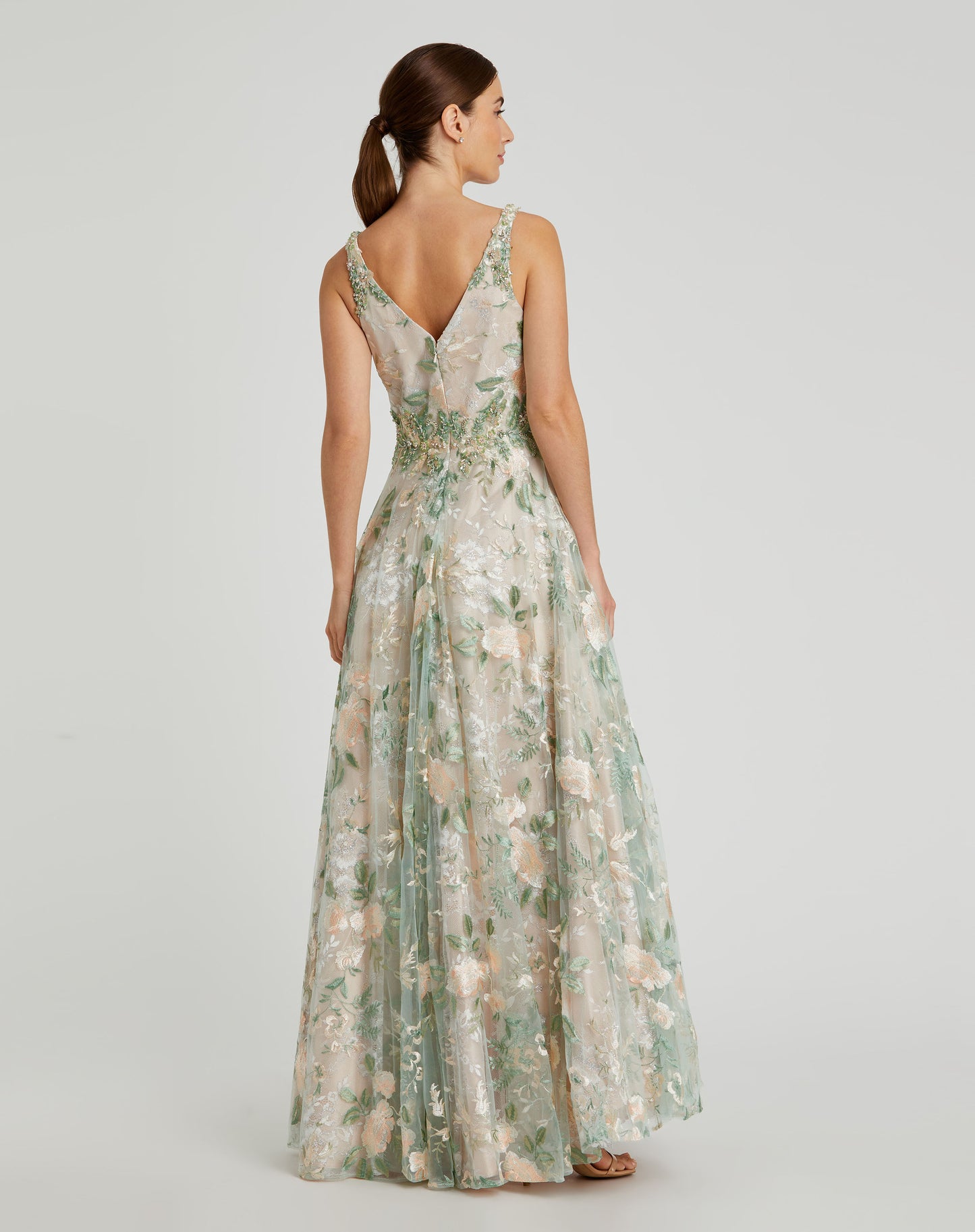 Mac Duggal 79329 Floral Embroidered Illusion V-Neck Gown