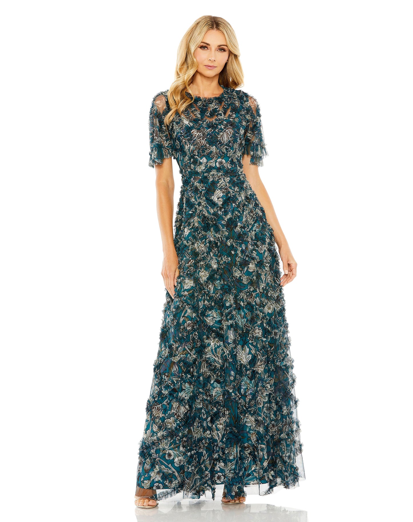 Mac Duggal 8043 Flutter Sleeve Ruffle Detail Dress