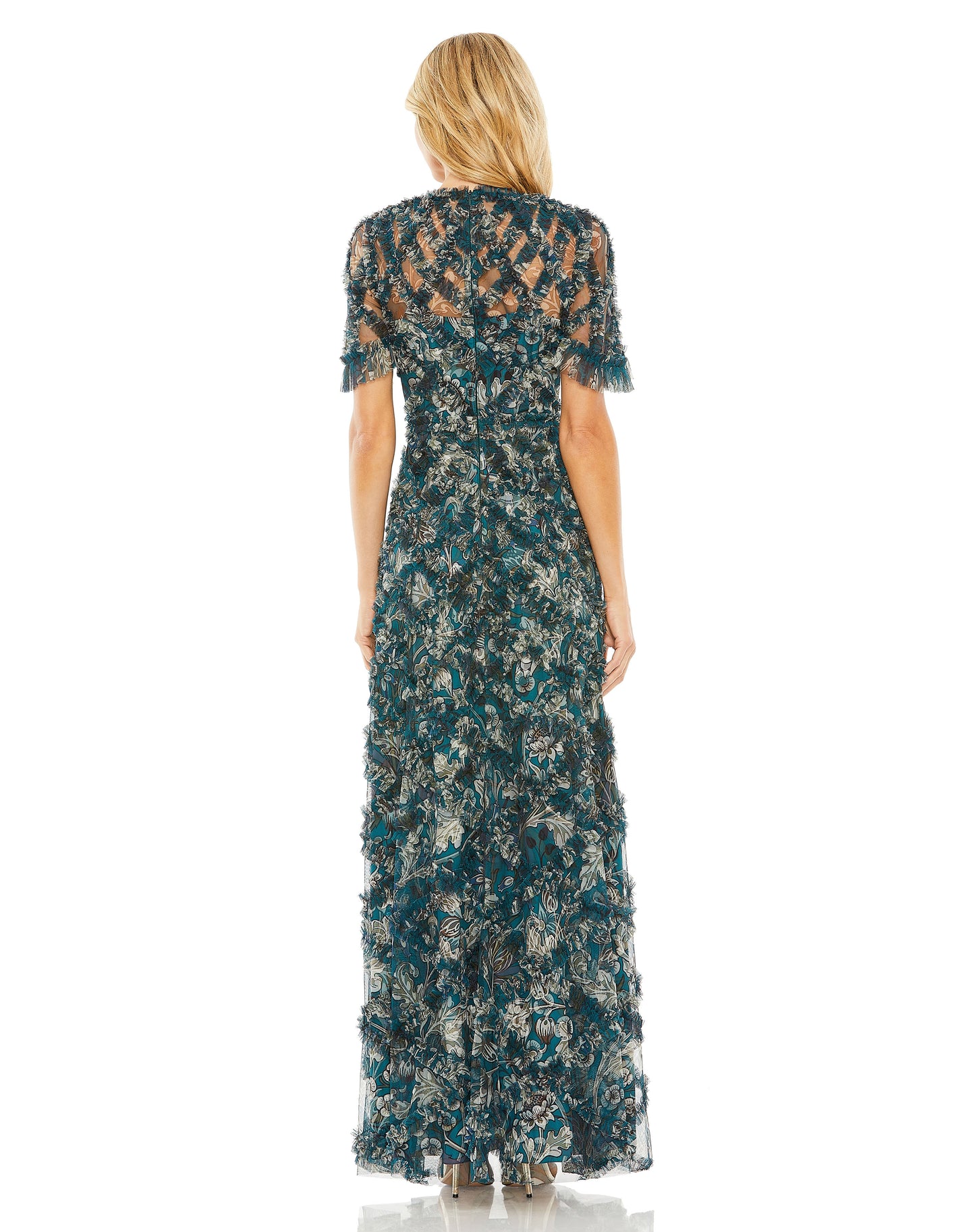 Mac Duggal 8043 Flutter Sleeve Ruffle Detail Dress