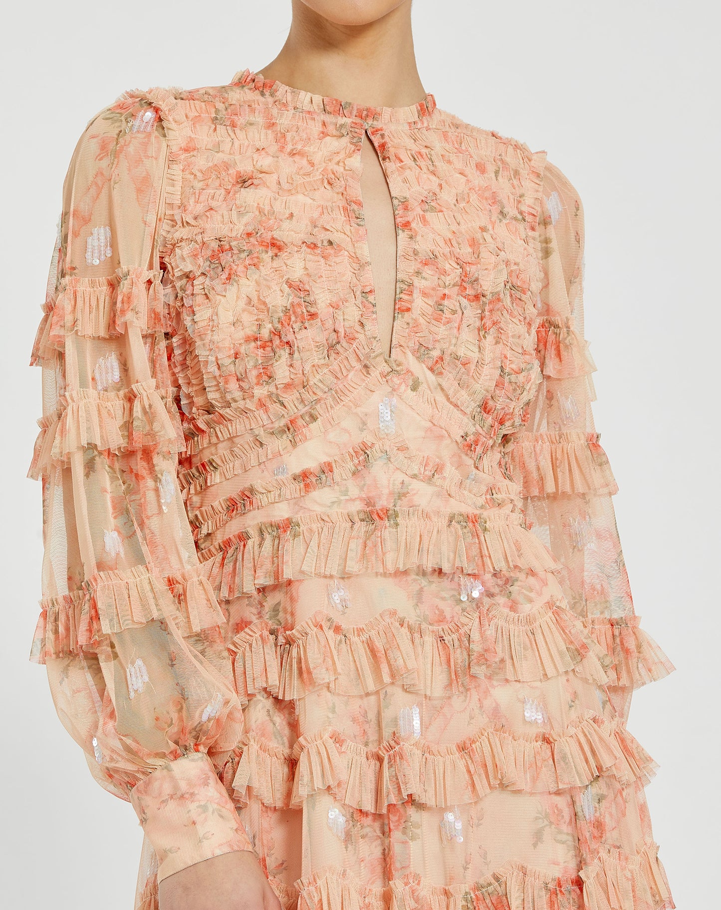 Mac Duggal 8094 Keyhole Detail Long Sleeve Dress