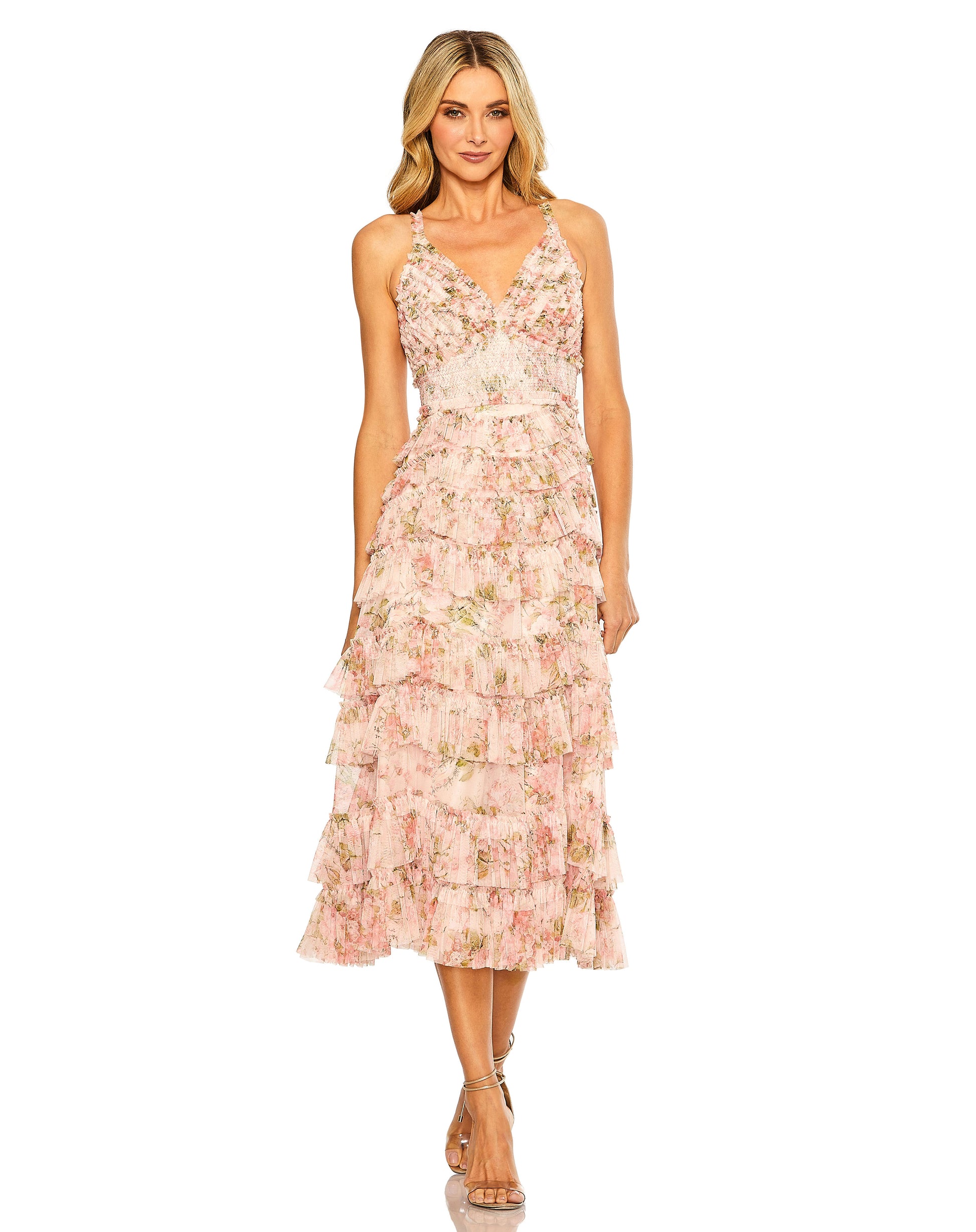mesh ruffle midi dress Enchanted Mesh Tube Ruffle Midi Dress EDGE