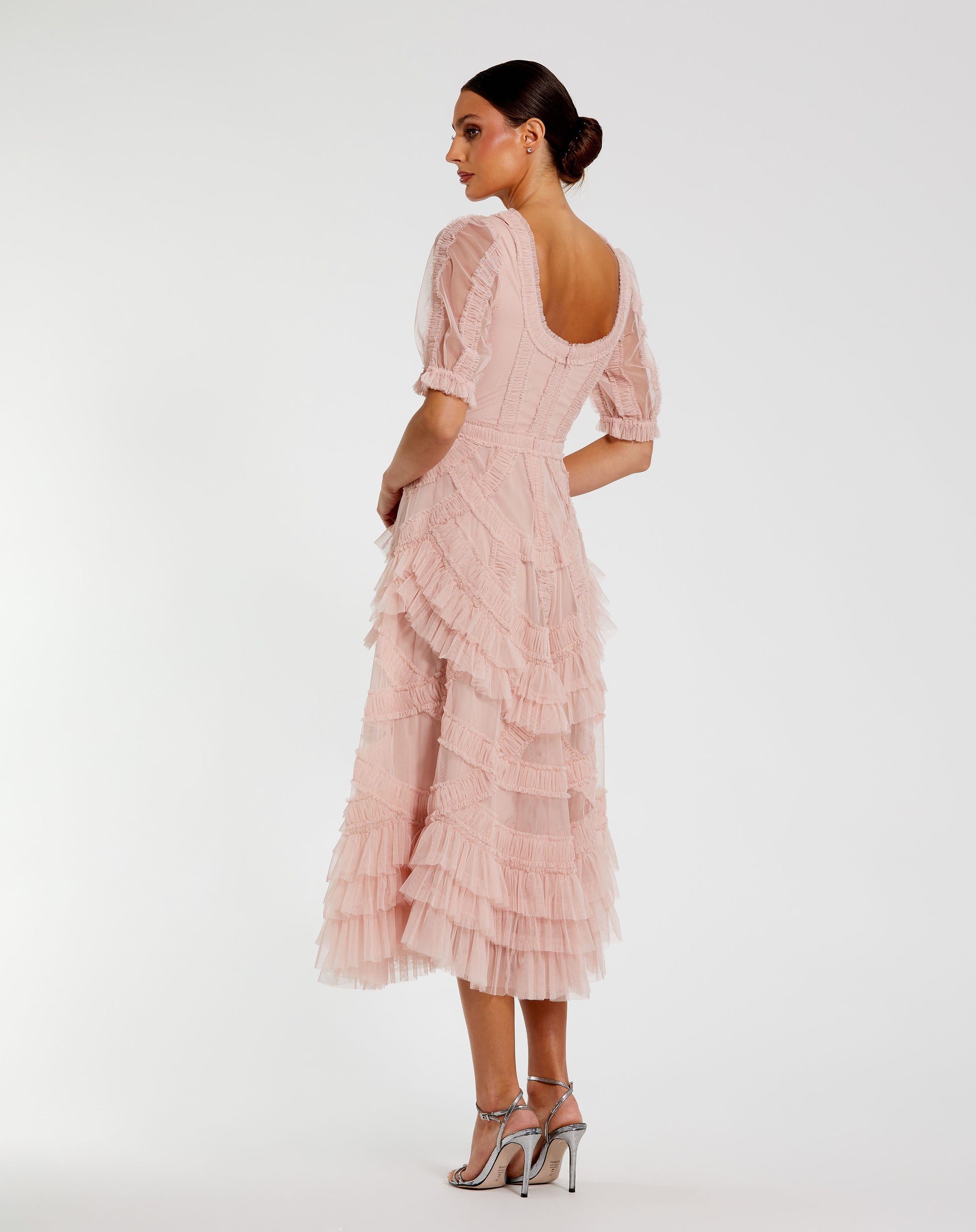 Mac Duggal 8248 Short Sleeve Mesh Mirco Ruffle Midi Dress B Chic Fashions Mac Duggal 8248 Short Sleeve Mesh Mirco Ruffle Midi Dress B Chic Fashions